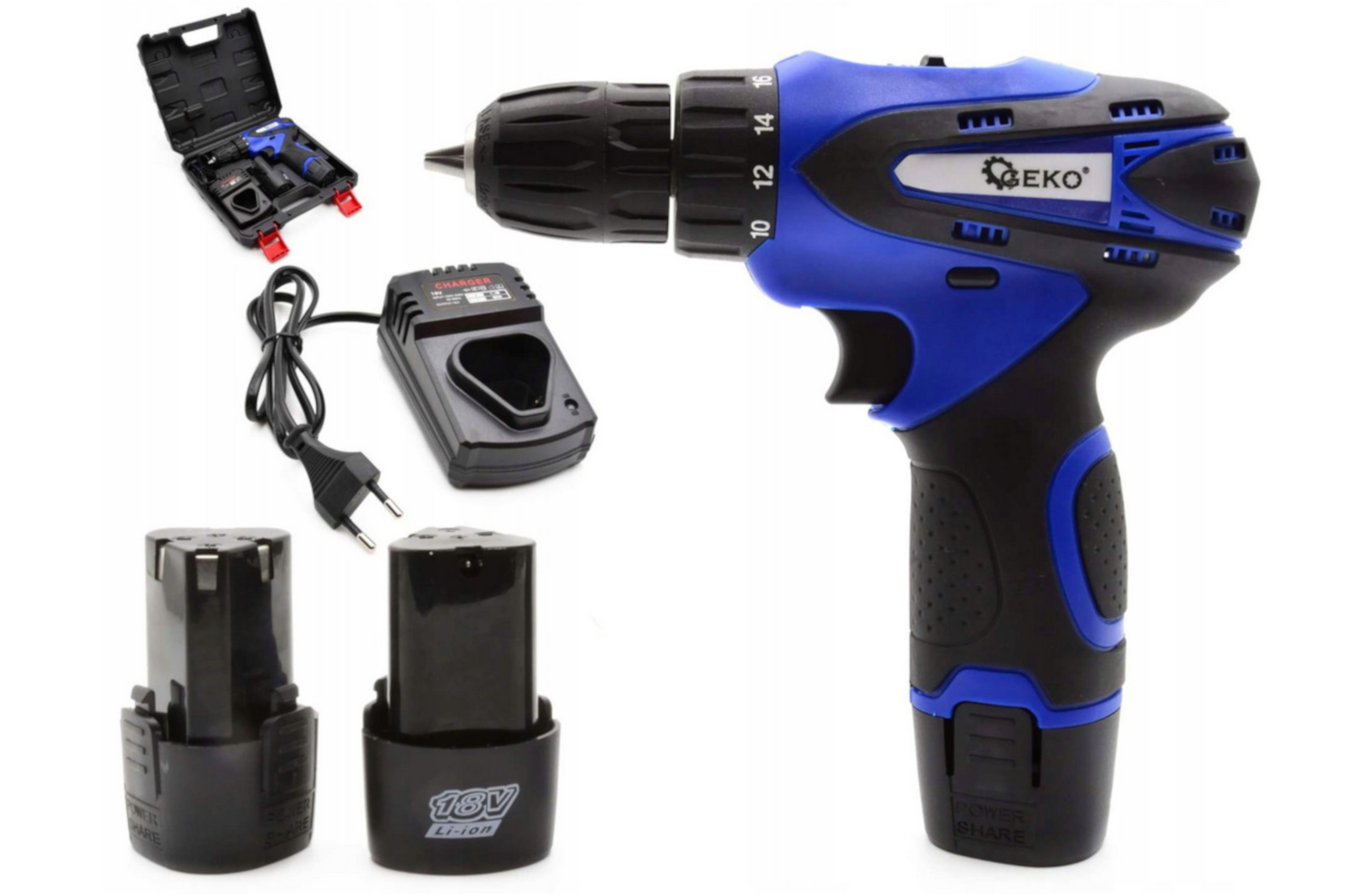 Wiertarko-Wkrętarka 18V Li-Ion 2xAKU Geko – Niezawodny pomocnik w każdym warsztacie