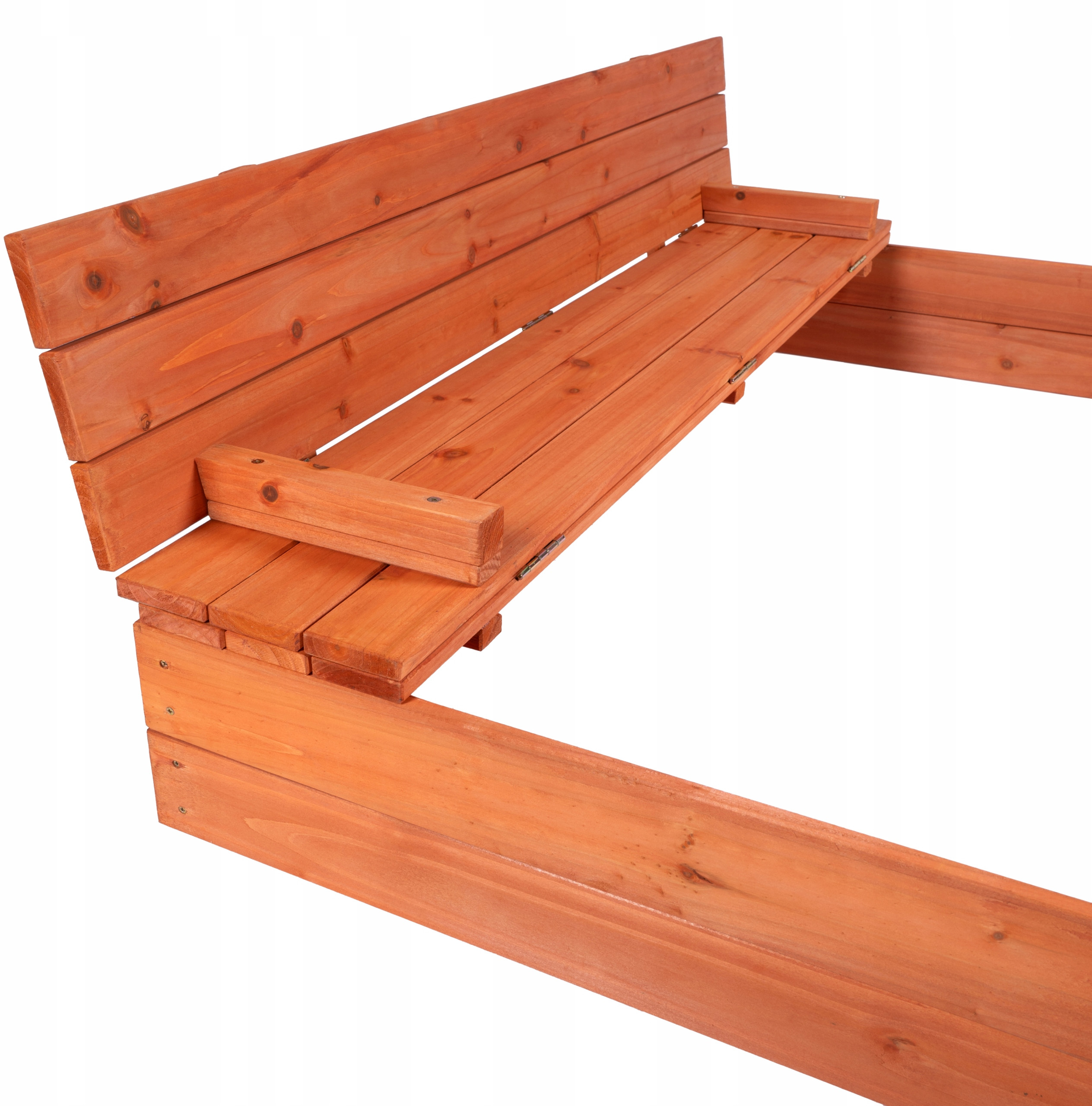 Drewniana piaskownica ogrodowa z daszkiem impregnowana zamykana z ławkami 120x120 czerwona – Idealne miejsce do zabawy dla dzieci