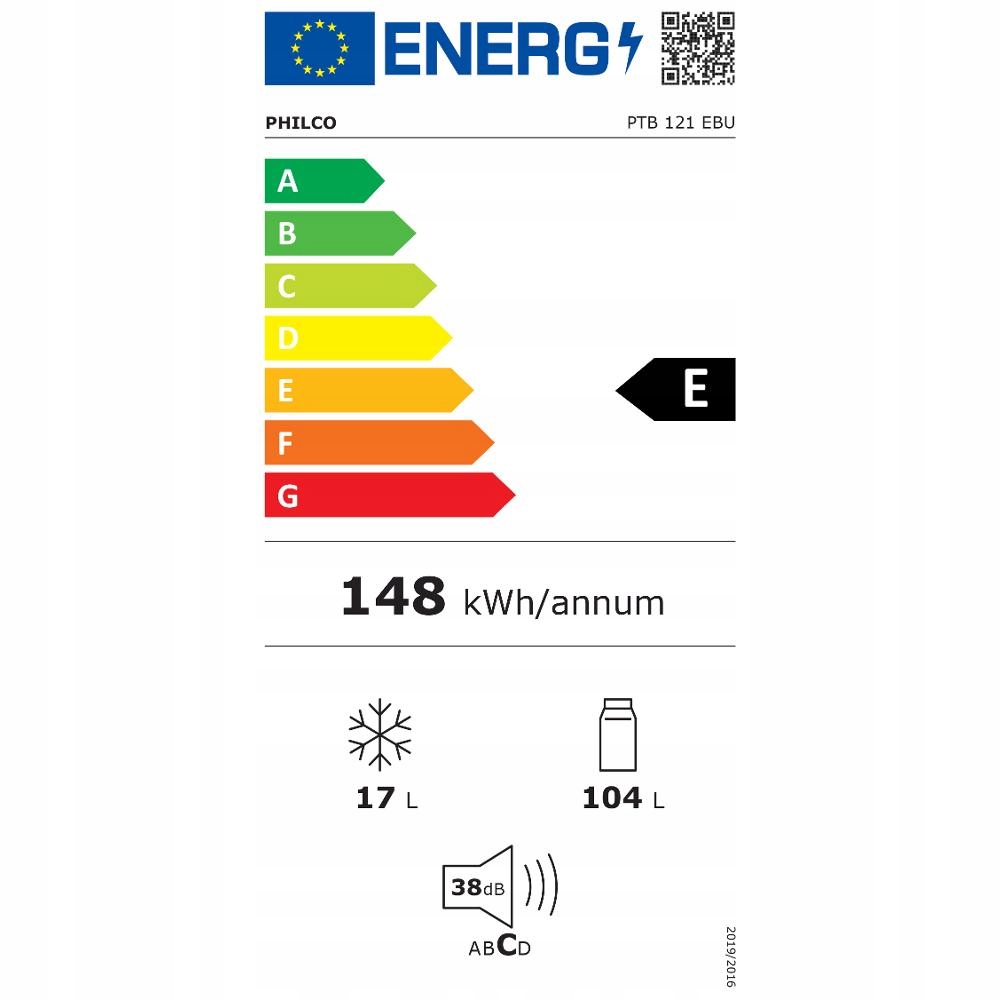 Efektywność energetyczna – Klasa E i roczne zużycie energii 148 kWh