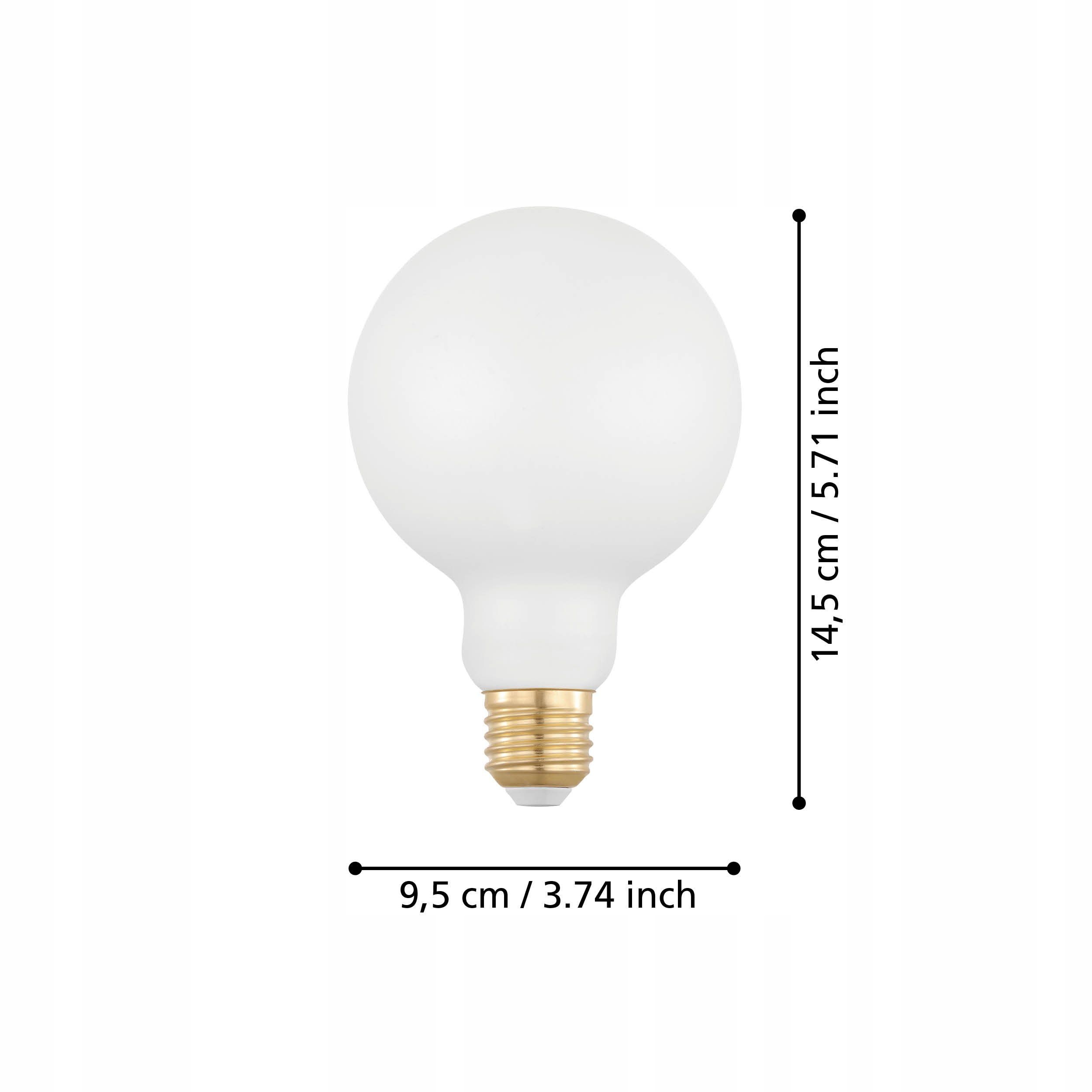 Wymiary i kształt – Kulista żarówka o średnicy 9,5 cm