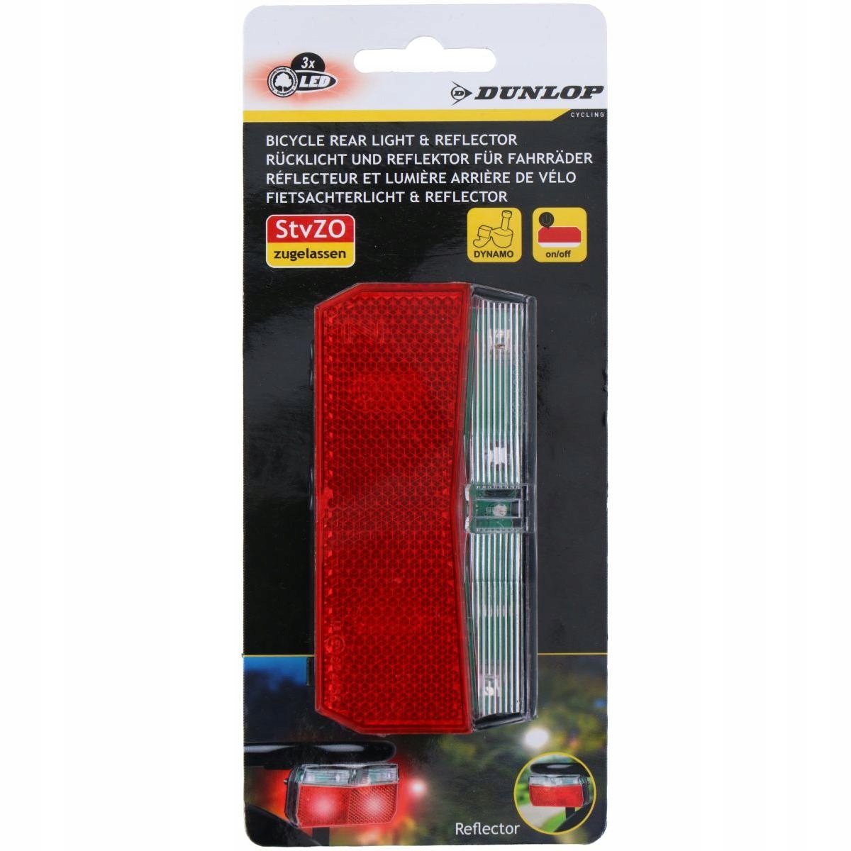 Tylne Światło Rowerowe 3 LED SMD Dunlop – Bezpieczeństwo i styl na trasie