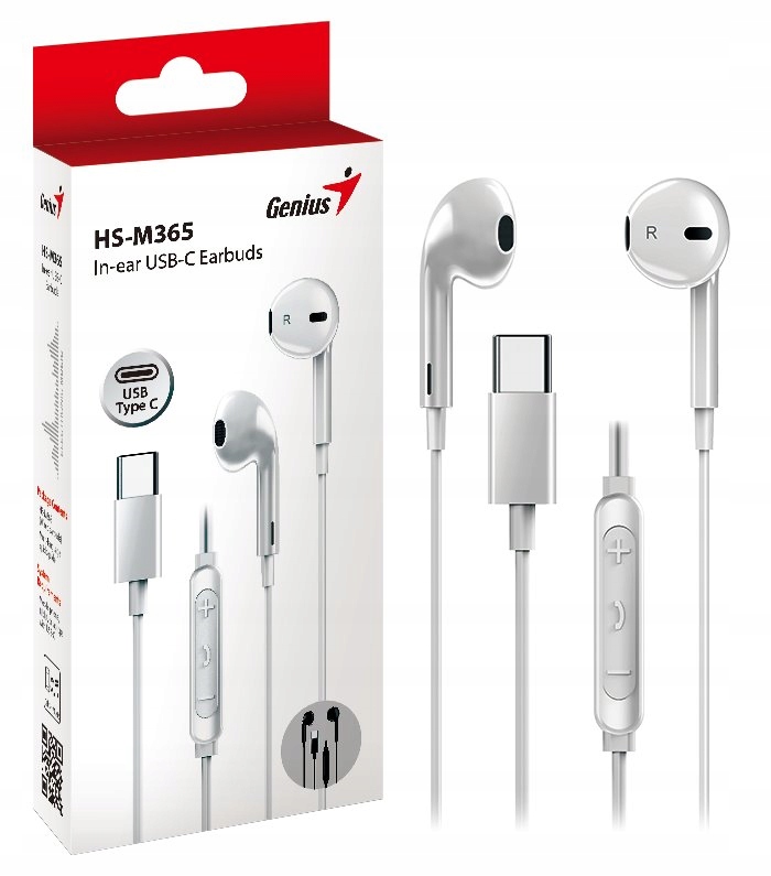 Genius HS-M365 – Douszne słuchawki z mikrofonem USB Type-C