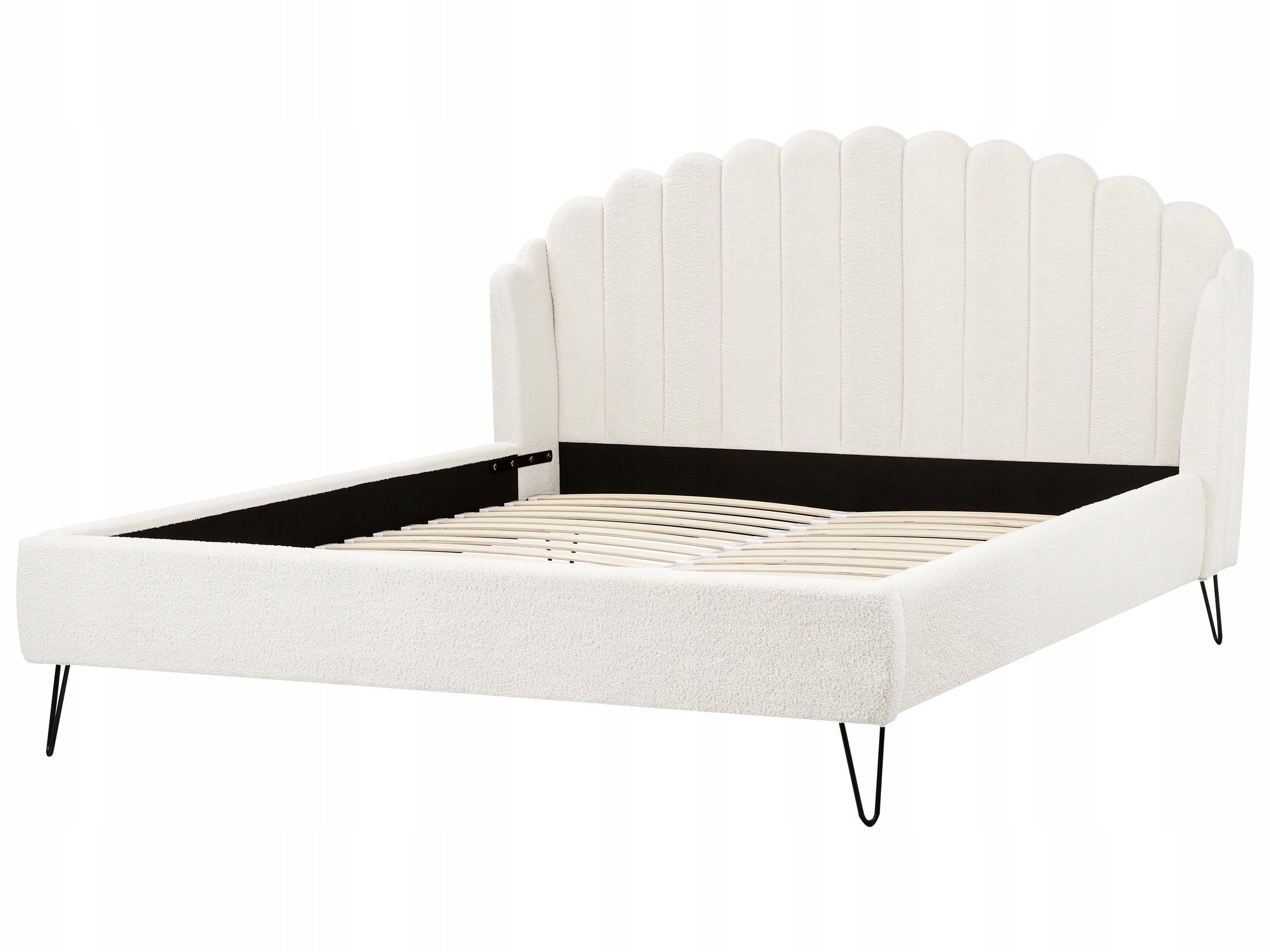 Łóżko Boucle AMBILLOU 180 x 200 cm Złamana biel – Komfort i styl w Twojej sypialni