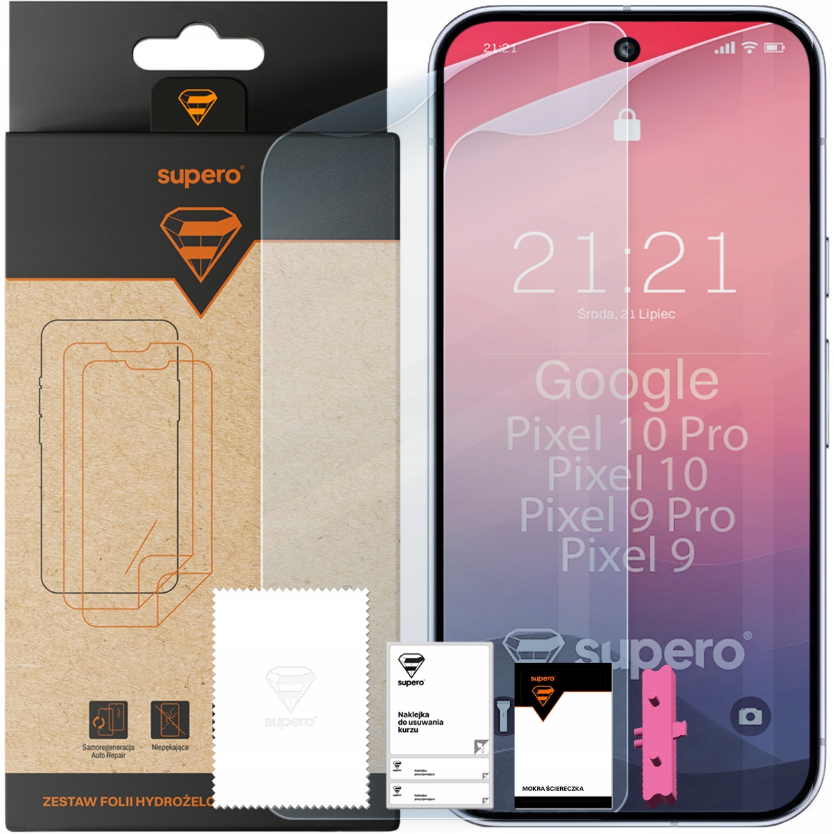 Folia hydrożelowa Supero do Google Pixel 10 Pro / 10 / 9 / 9 Pro – Doskonała ochrona ekranu
