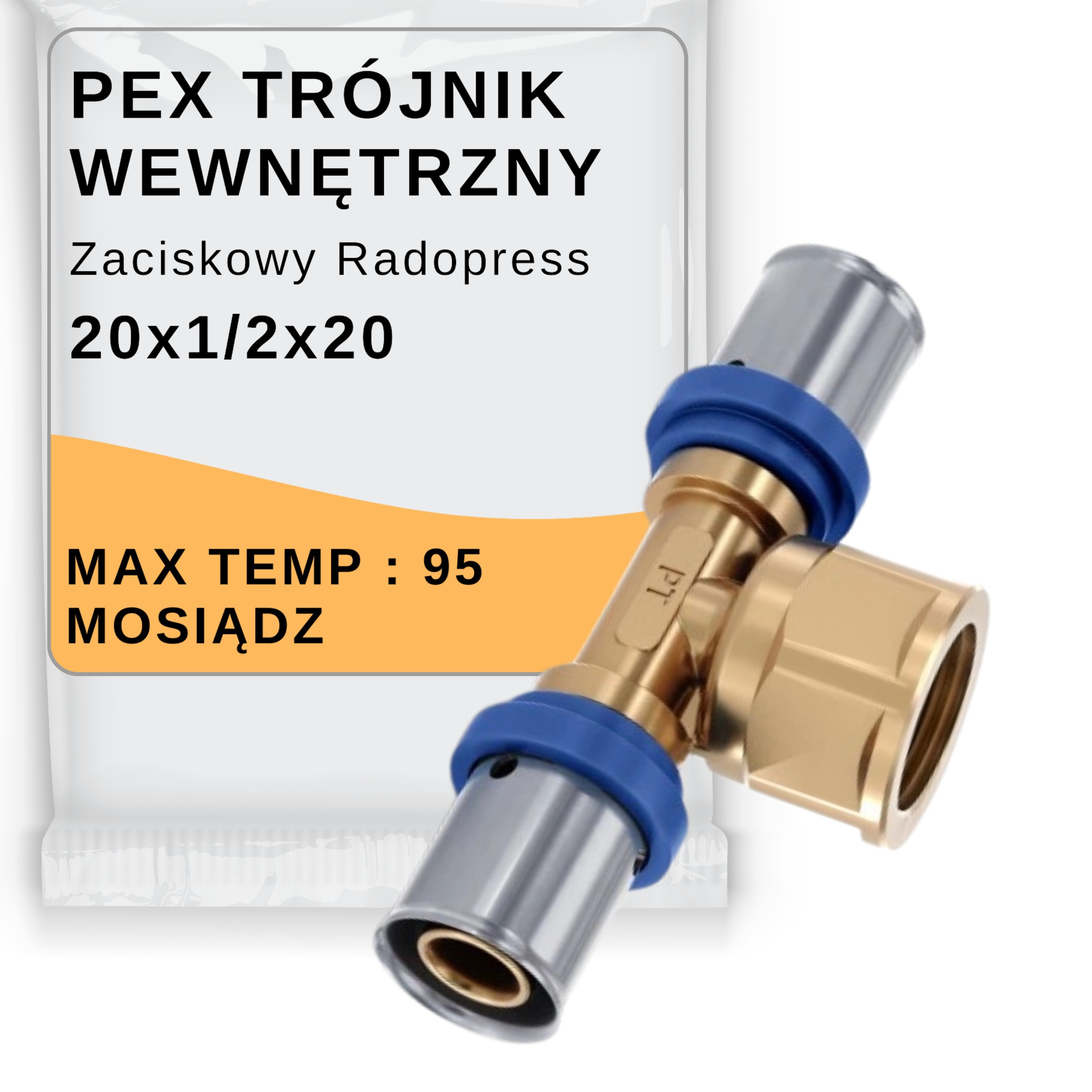 PEX Trójnik 20 x 1/2 x 20 GW zaciskowy – Idealne rozwiązanie do instalacji wodociągowych