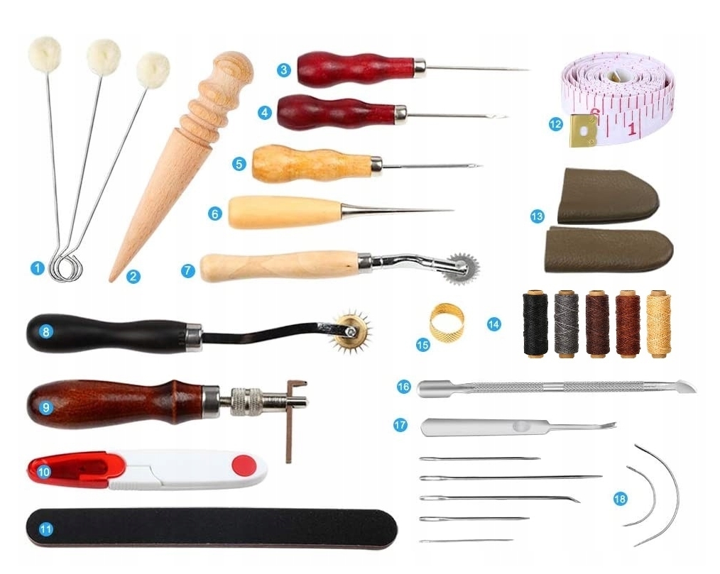 Narzędzie Rękodzieło Skórzane ZESTAW do szycia x29 – Idealny dla każdego kaletnika