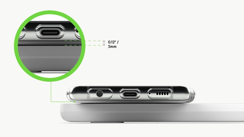 Współpracuje z etui do 3mm Zbliżenie na smartfon z obudową o grubości 3 mm