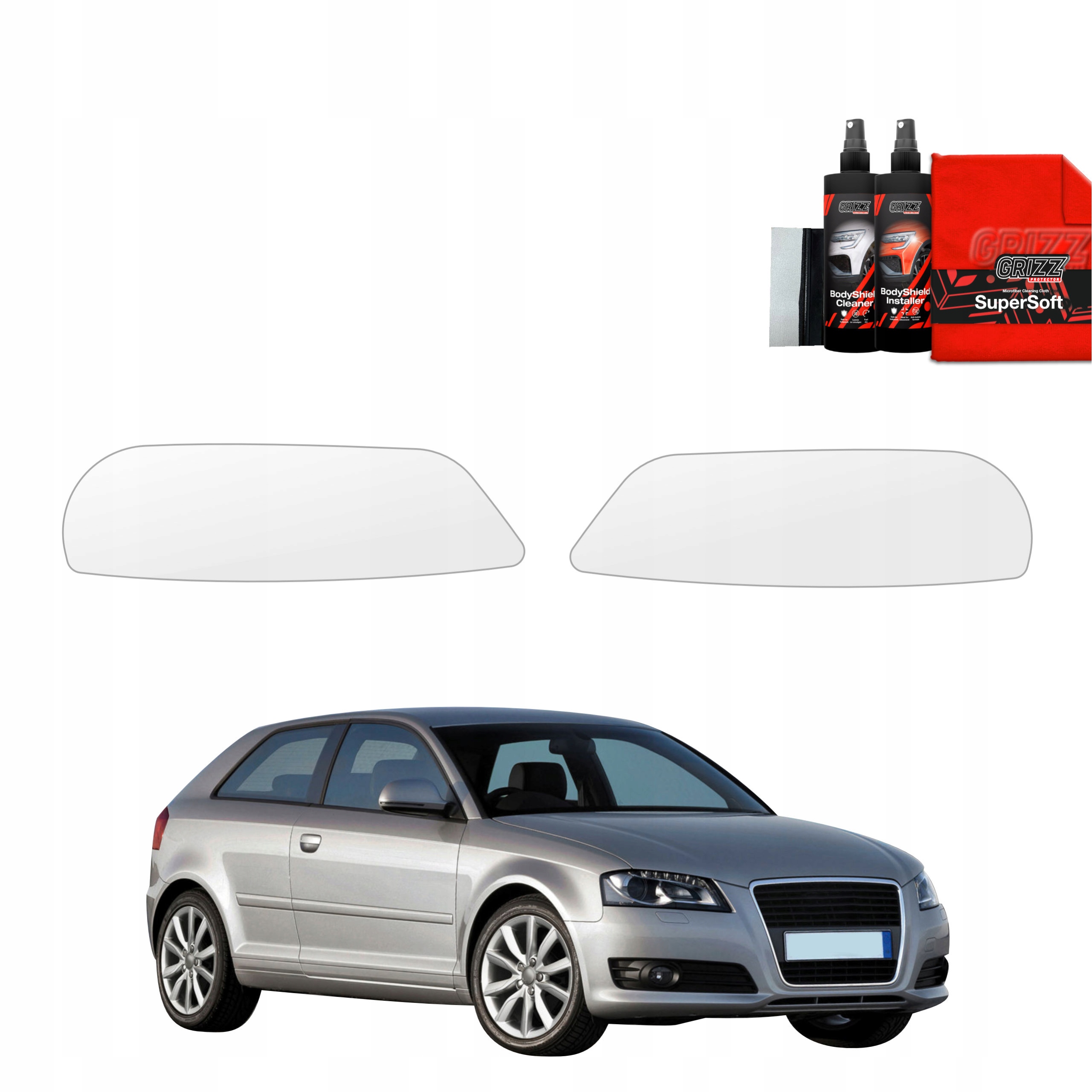 Folia ochronna na lampy GrizzGlass BodyShield do Audi A3 8P Hatchback 3D Facelift (2008-2013) – Ochrona Twojego pojazdu