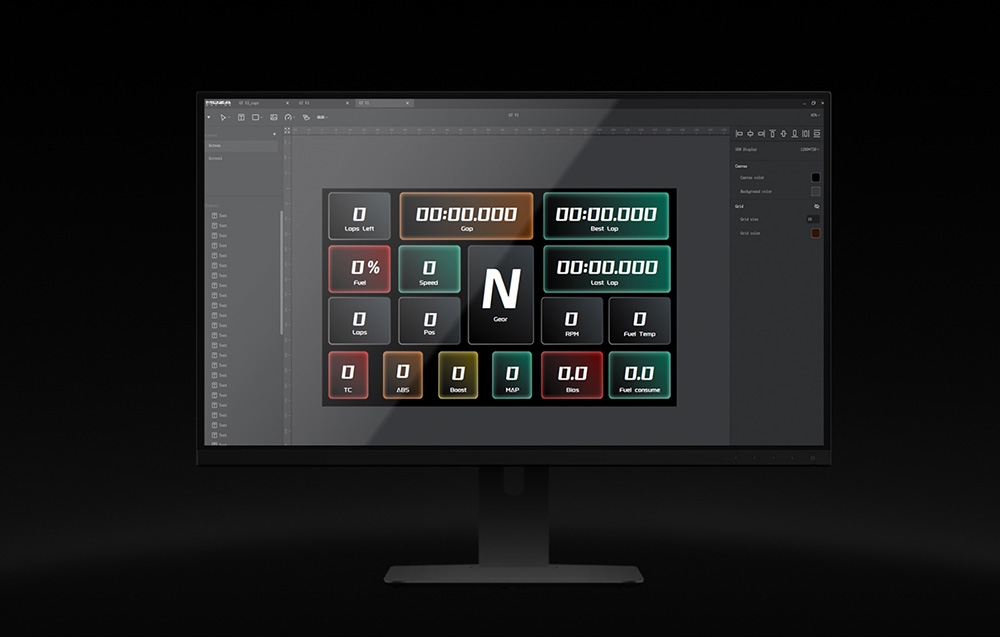 Wyświetlacz na stojaku, na którym widać różnorodne nazwy parametru i wartości wynoszące 0.