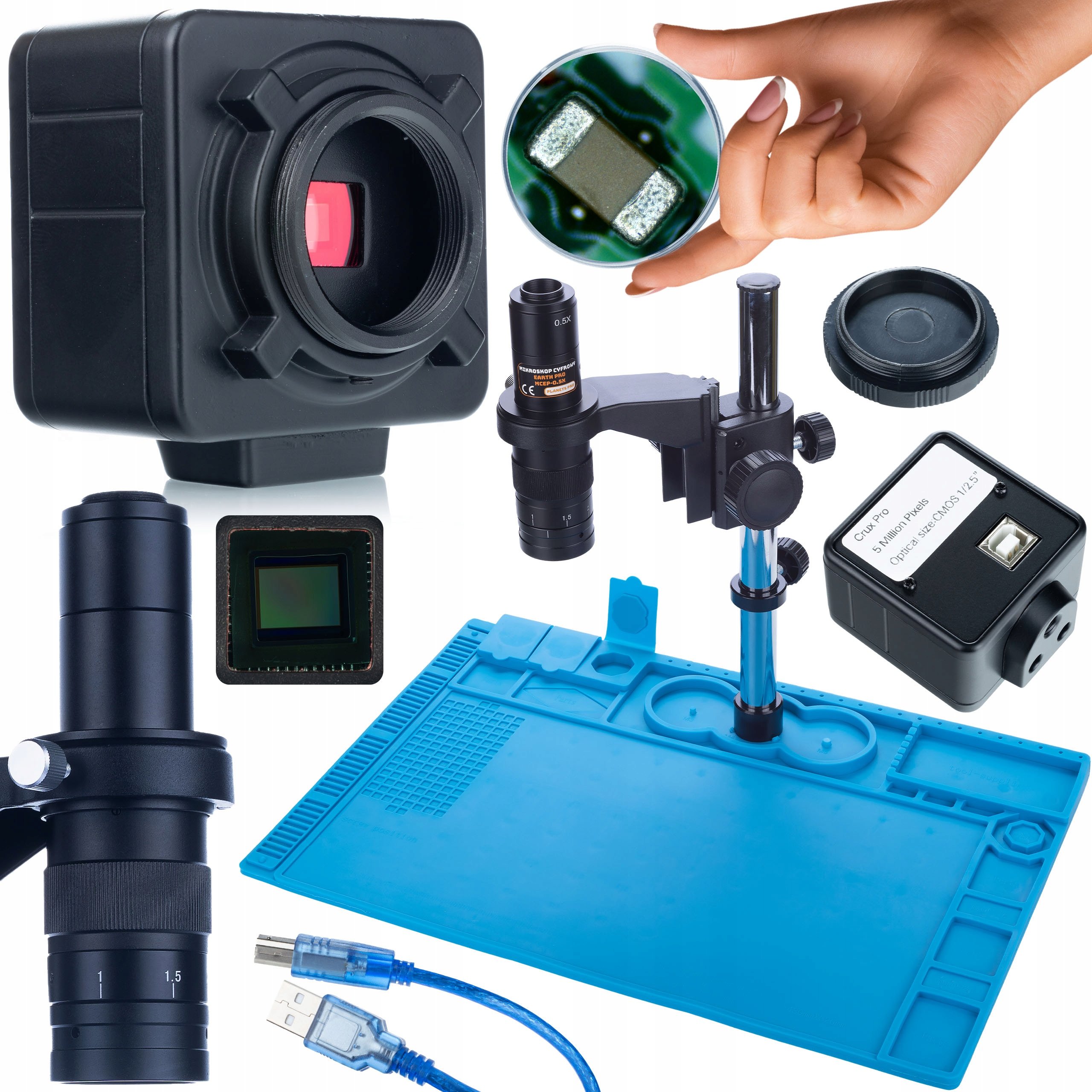 Mikroskop cyfrowy Rosfix MIKROSKOP CYFROWY STABILNY KAMERA 5MP USB – Doskonałe narzędzie do precyzyjnych badań