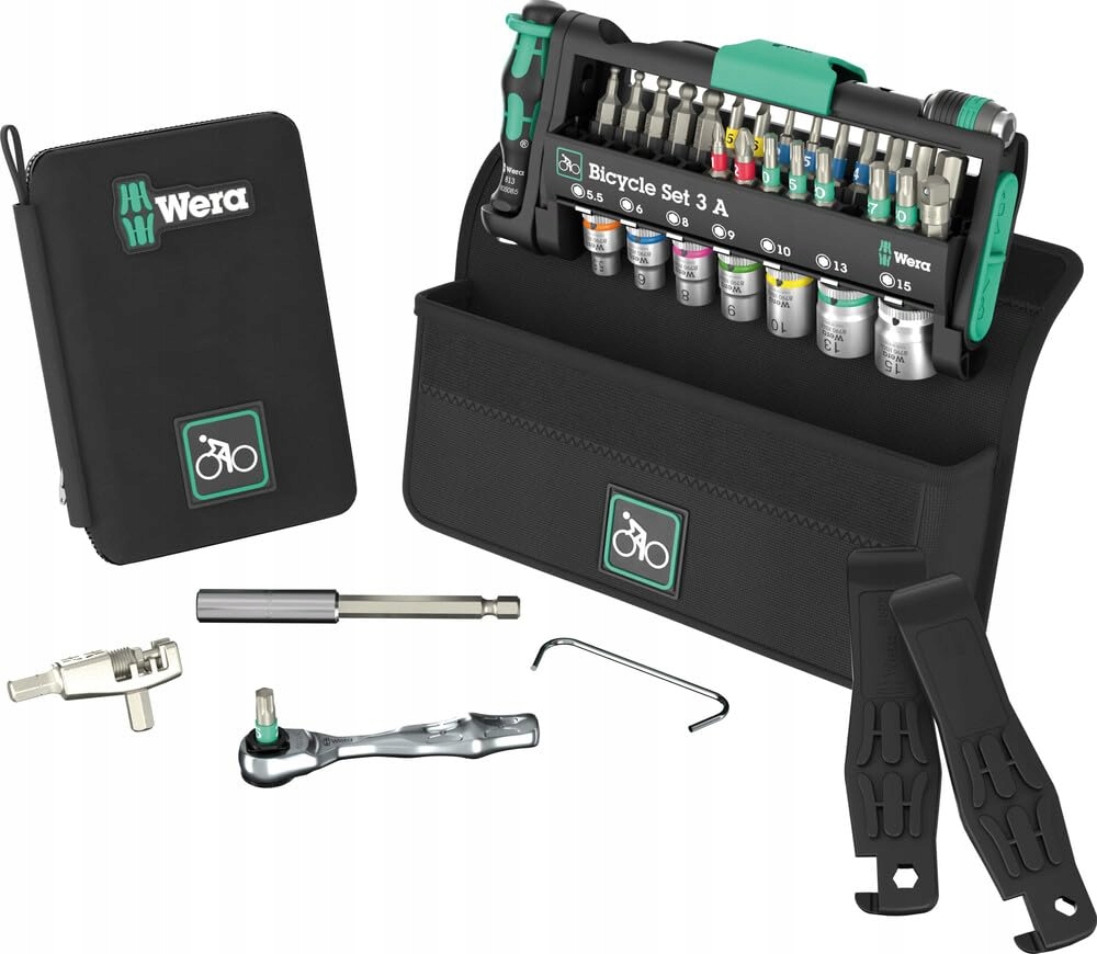 Wera Bicycle Set 3 A, 40 części – Kompaktowy zestaw narzędzi do naprawy rowerów