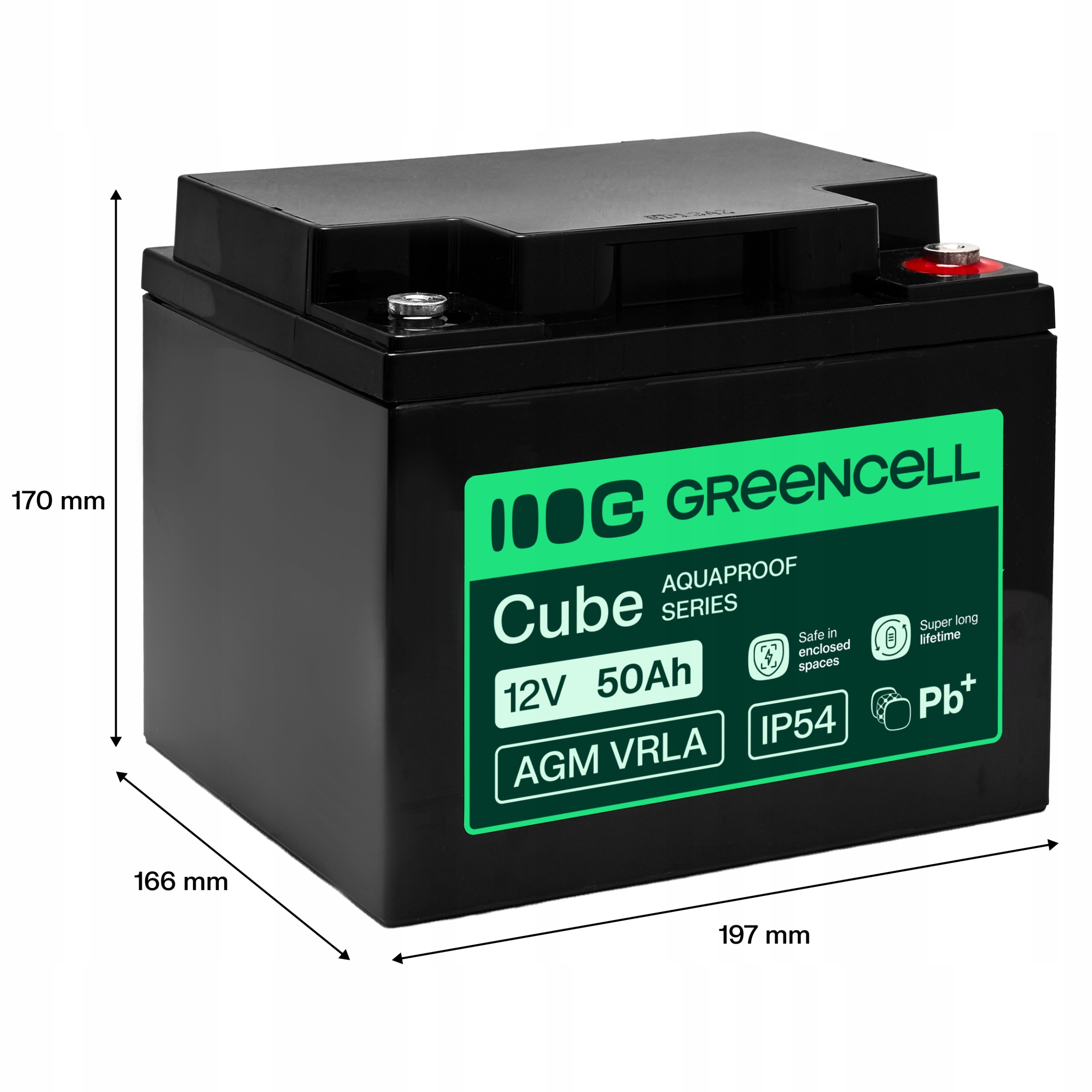 Wymiary i waga akumulatora AGM 12V 50Ah