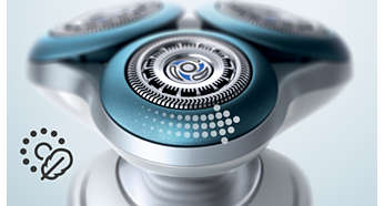 Zapobiegająca tarciu powłoka z mikrogranulkami pozwala delikatnie i dokładnie golić wrażliwą skórę