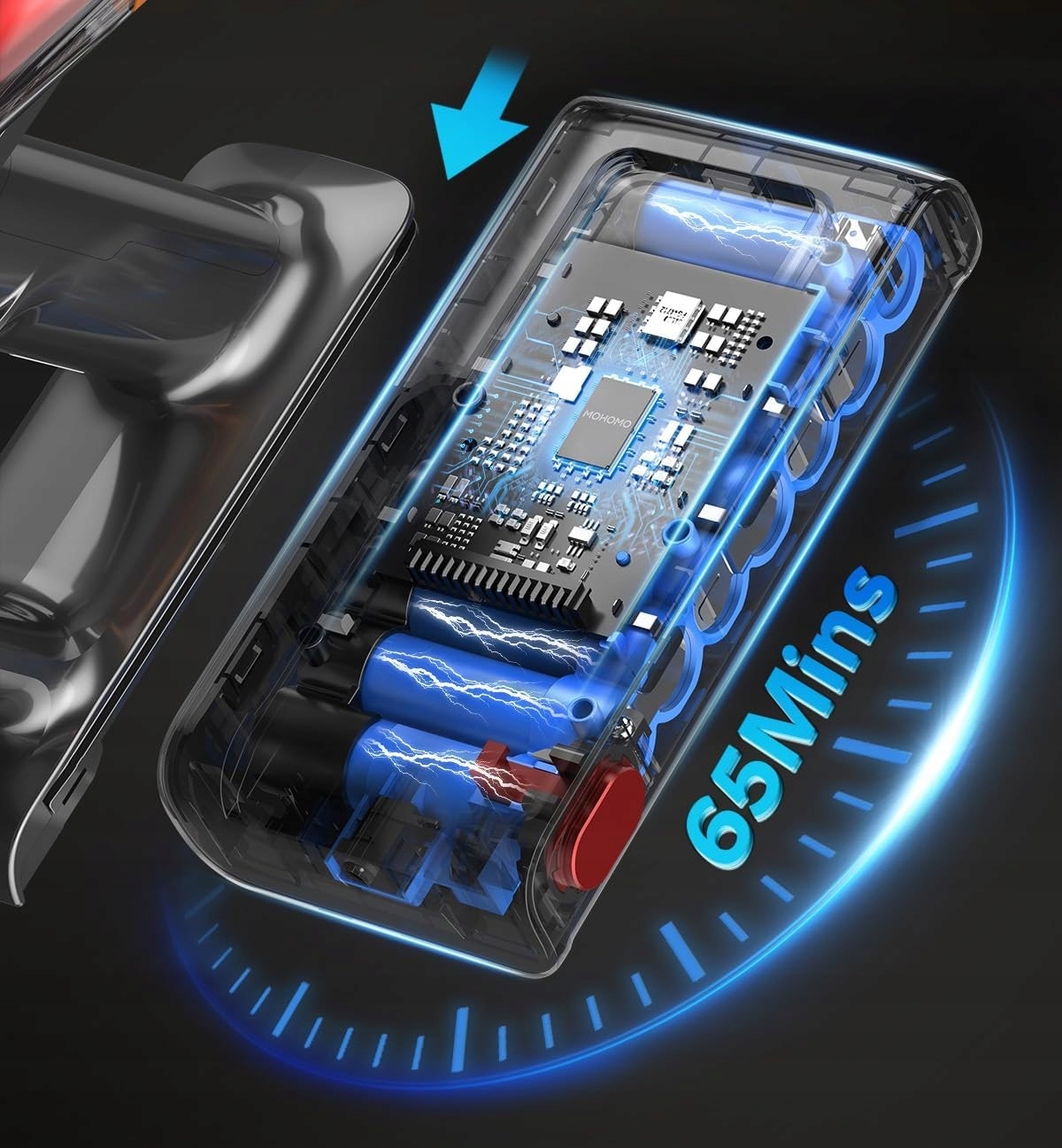 Długi czas pracy – 65 minut bezprzewodowego czyszczenia