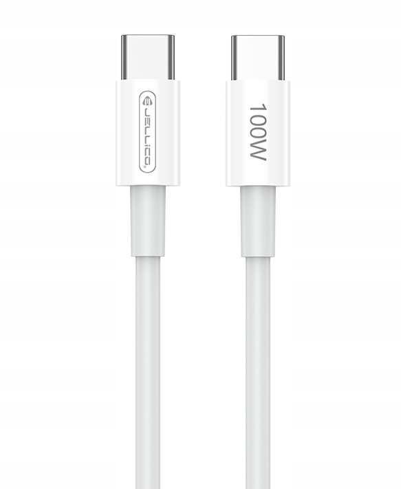 JELLICO kabel B22 USB-C - USB-C PD 100W 1M Biały – Szybkie ładowanie i synchronizacja danych