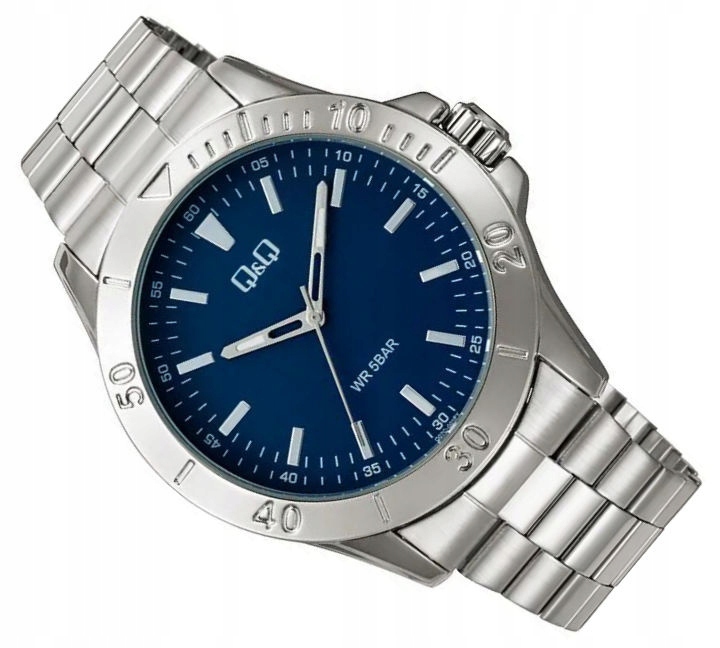 Zegarek Q&Q Q07C-001P – Męski wodoszczelny zegarek z niebieską tarczą