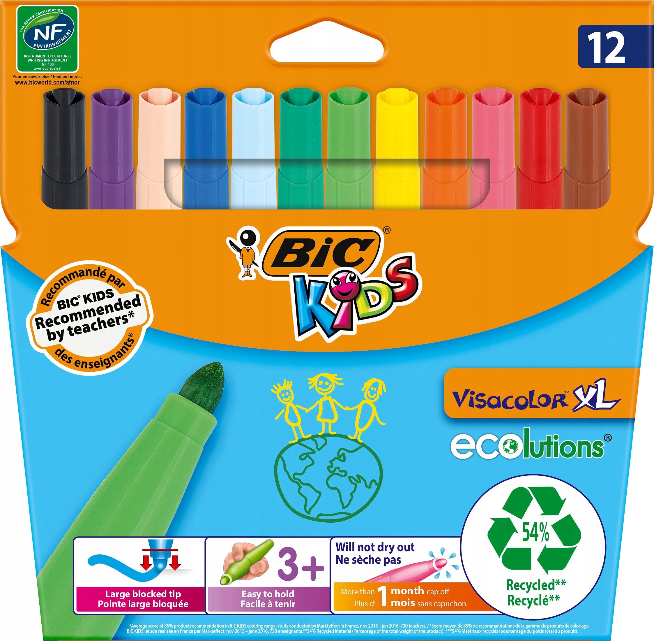 Flamastry BIC Kids Visacolor XL – Kreatywność w 12 kolorach
