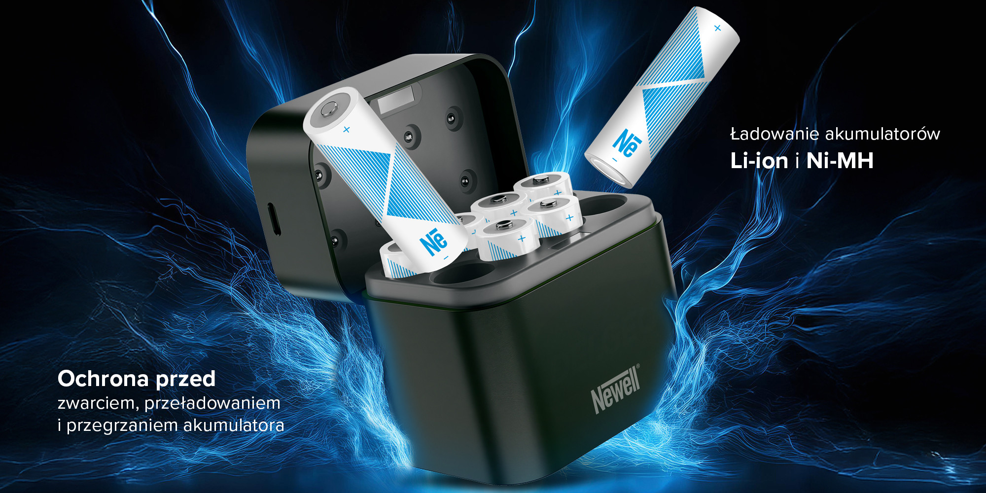 Ładowarka 8-kanałowa Newell do akumulatorów Li-ion/Ni-MH