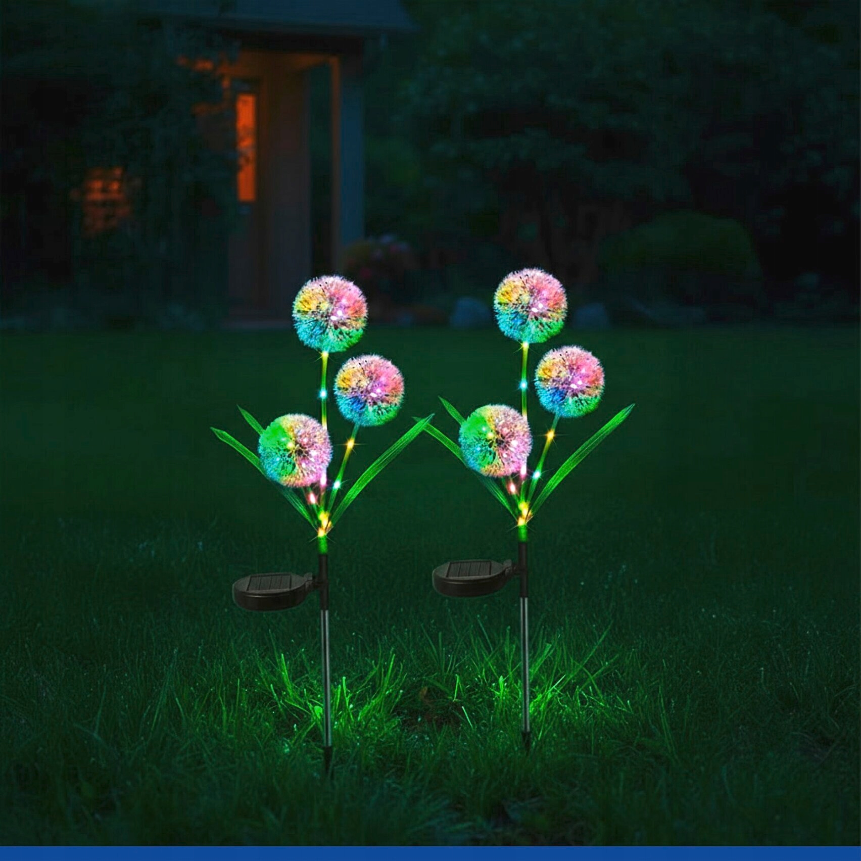 Lampki ogrodowe solarne, dmuchawce LED