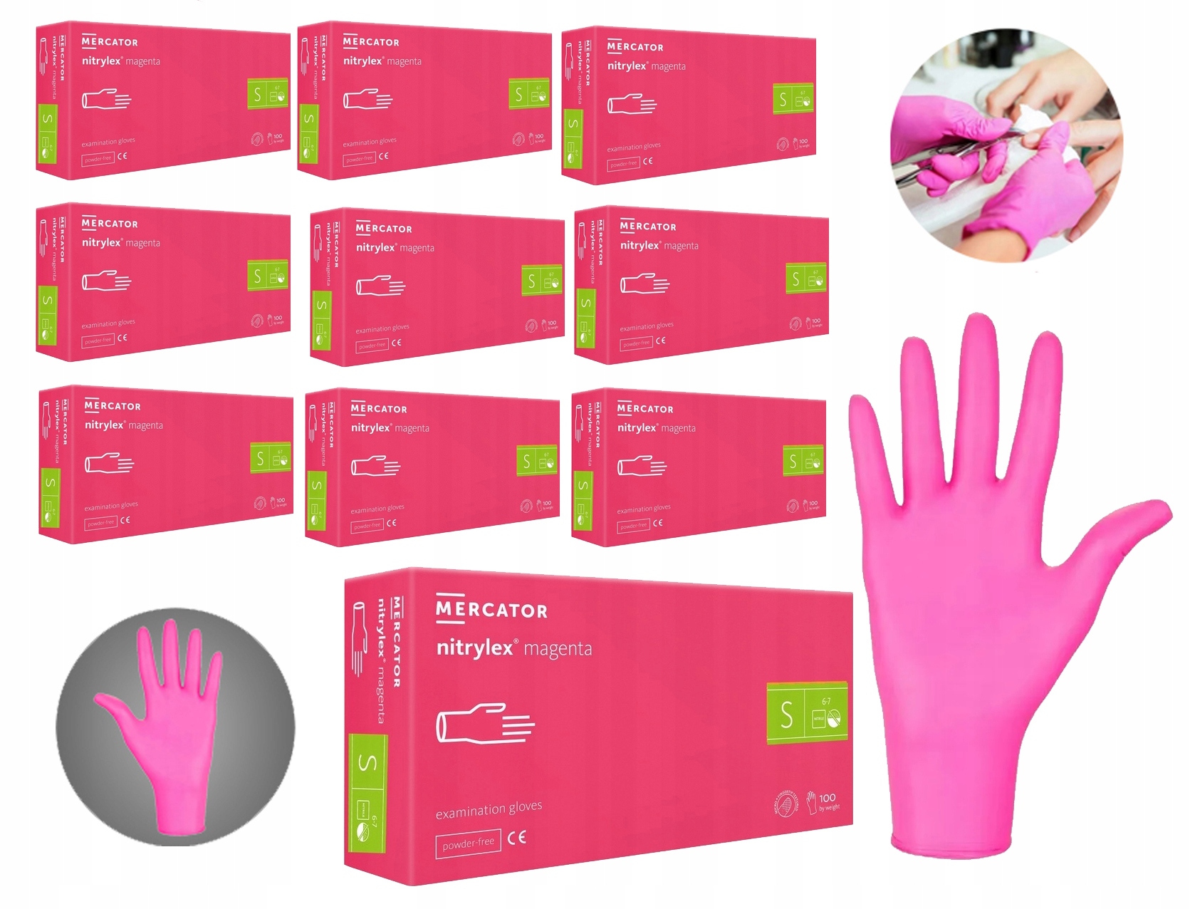 Rękawice Nitrylowe 100 szt. 7-S Nitrylex Magenta – Ochrona i komfort w jednym