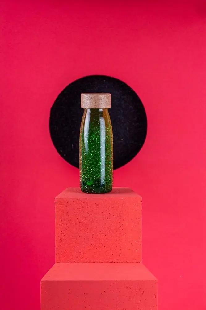 Petit Monkey Petit Boum, Butelka sensoryczna FLOAT zielona – Magia kolorów i relaksu