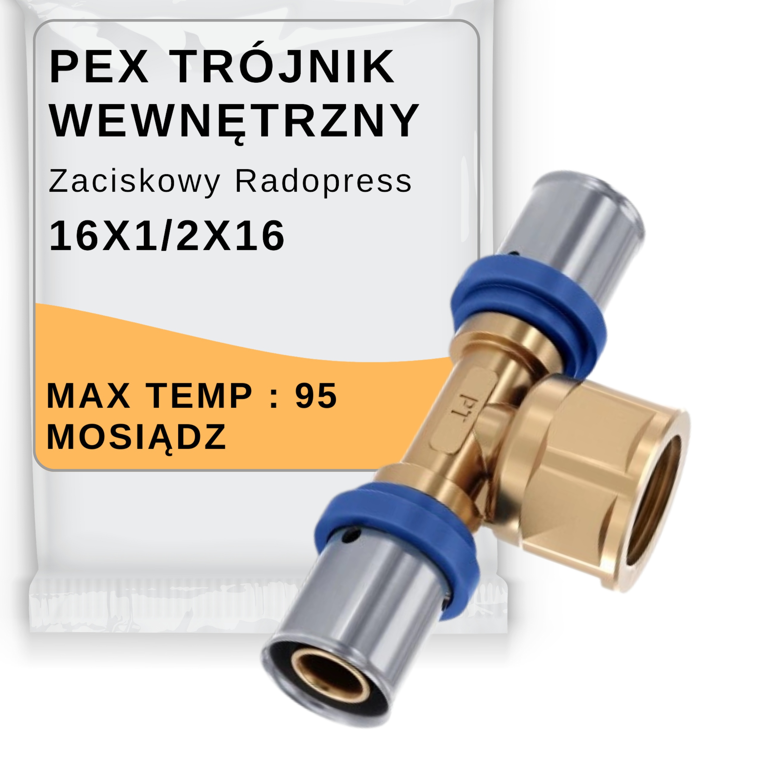 PEX Trójnik 16 x 1/2 x 16 GW zaciskowy - Idealne rozwiązanie do instalacji wodociągowych