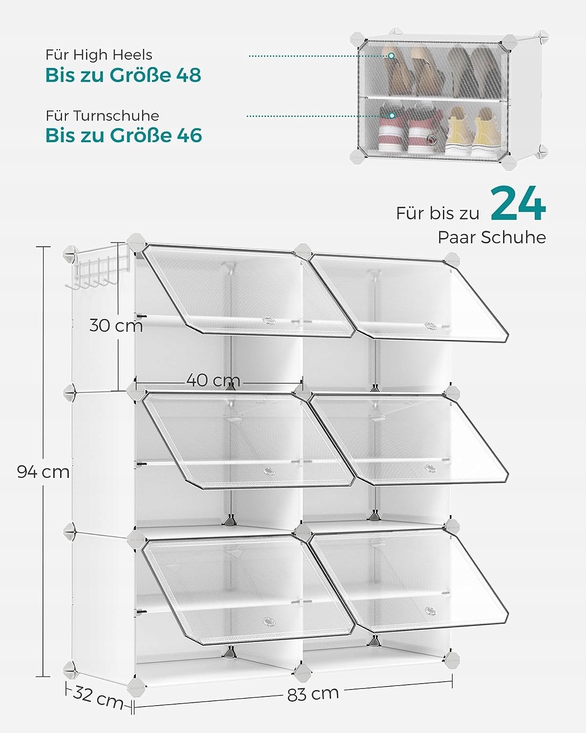 Przestronność i funkcjonalność – Pomieści do 24 par butów