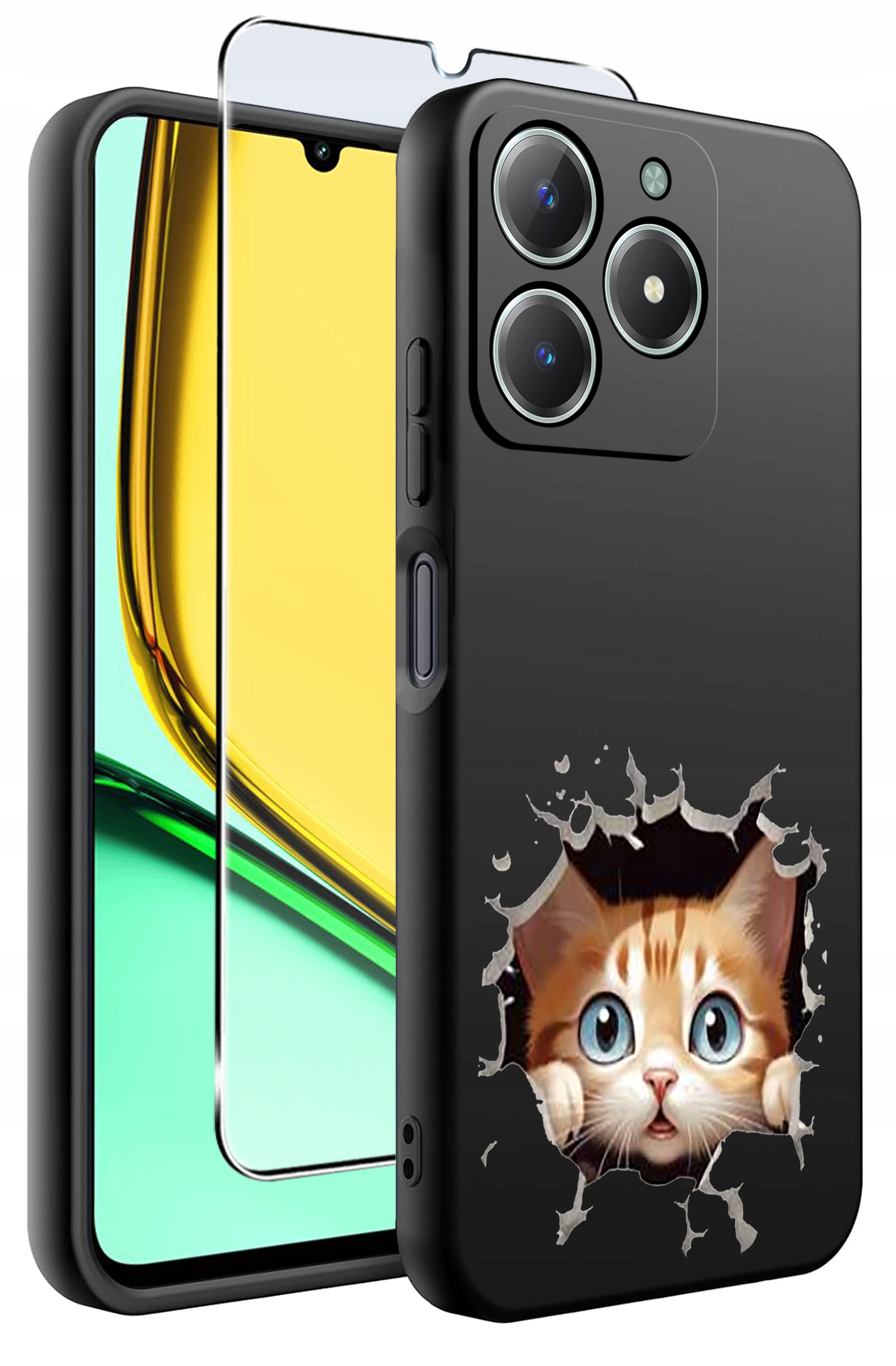 Zestaw zawiera etui, szkło hartowane i akcesoria do czyszczenia