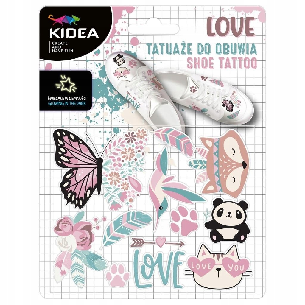 Tatuaż do obuwia Świecący w Ciemności LOVE KIDEA – Wyraź swój styl!