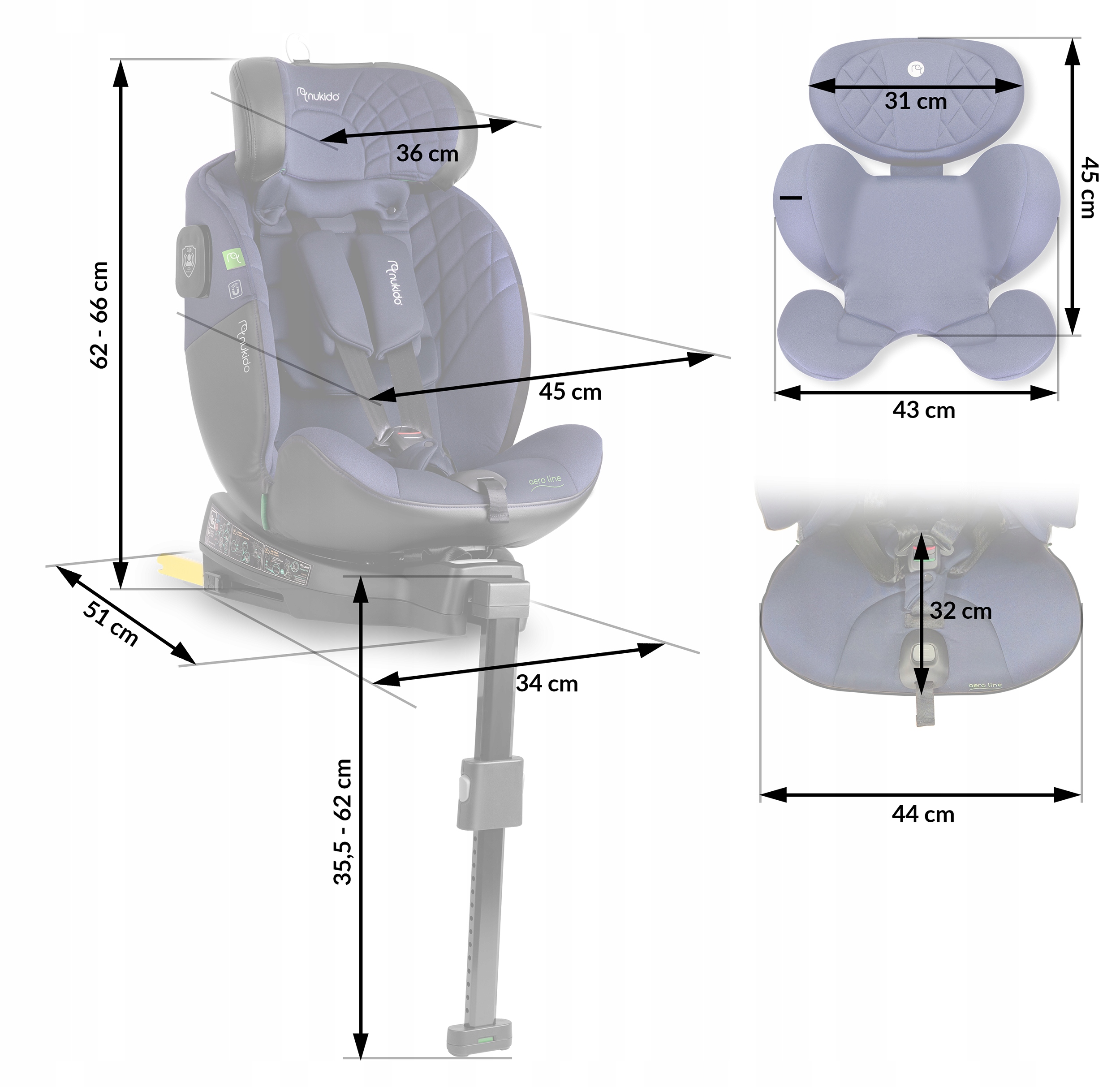 Fotelik samochodowy Aero Line czarno-granatowy 0-36 kg ISOFIX – Bezpieczna podróż dla Twojego dziecka