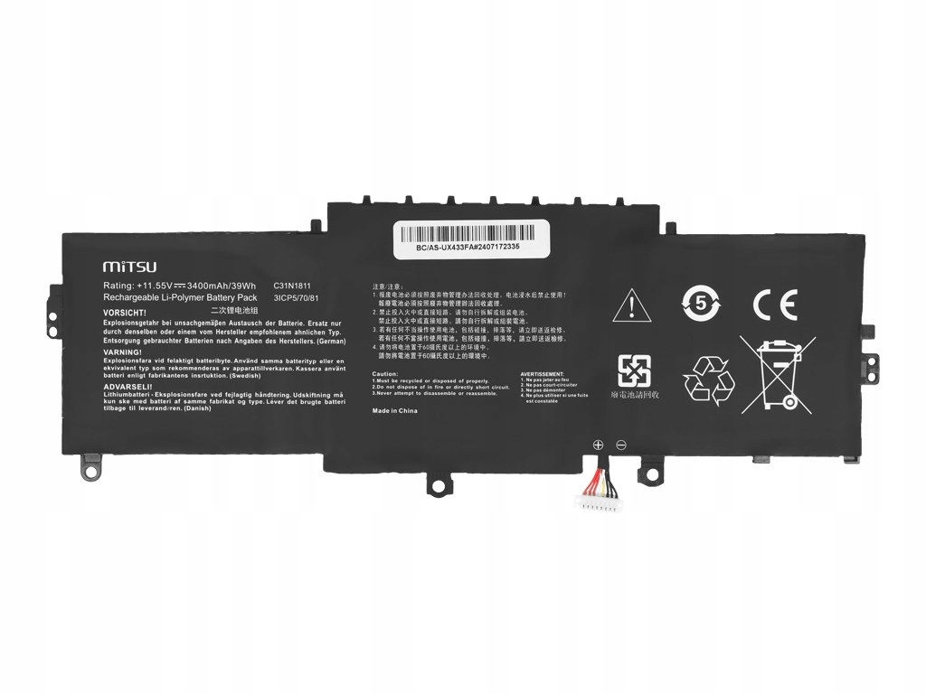 Wysoka pojemność 3400 mAh i 39 Wh