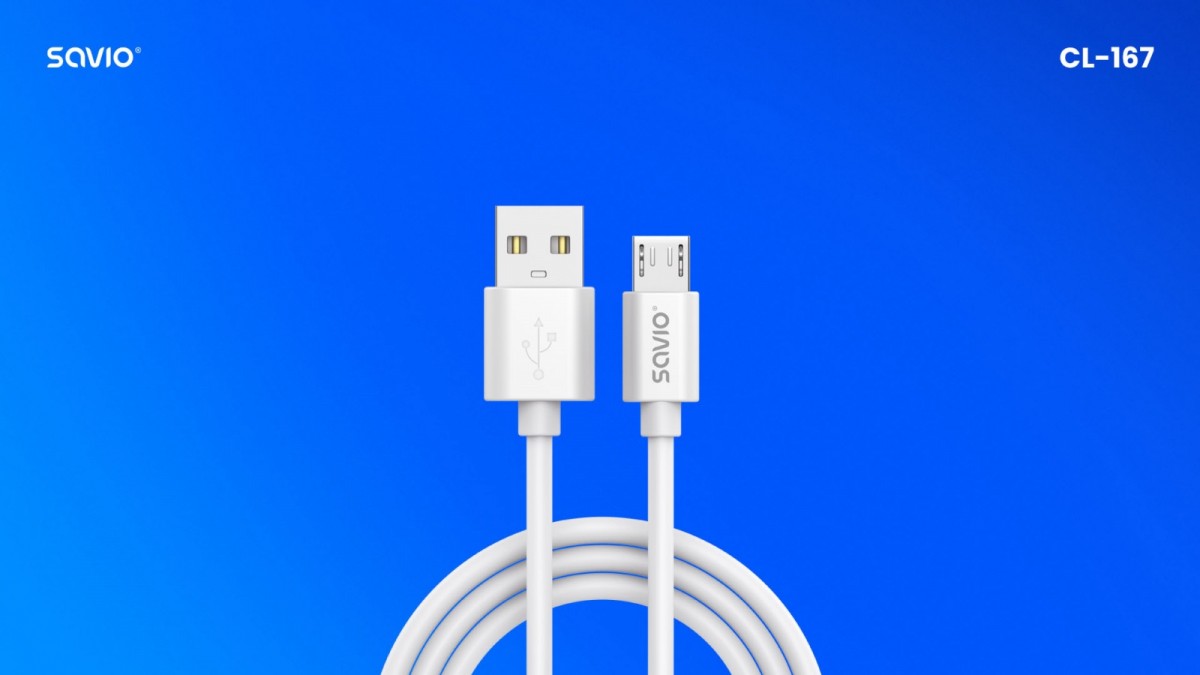 Kabel USB-A – microUSB 3 m Biały (SAVKABELCL-167) – Idealny do zasilania i transferu danych