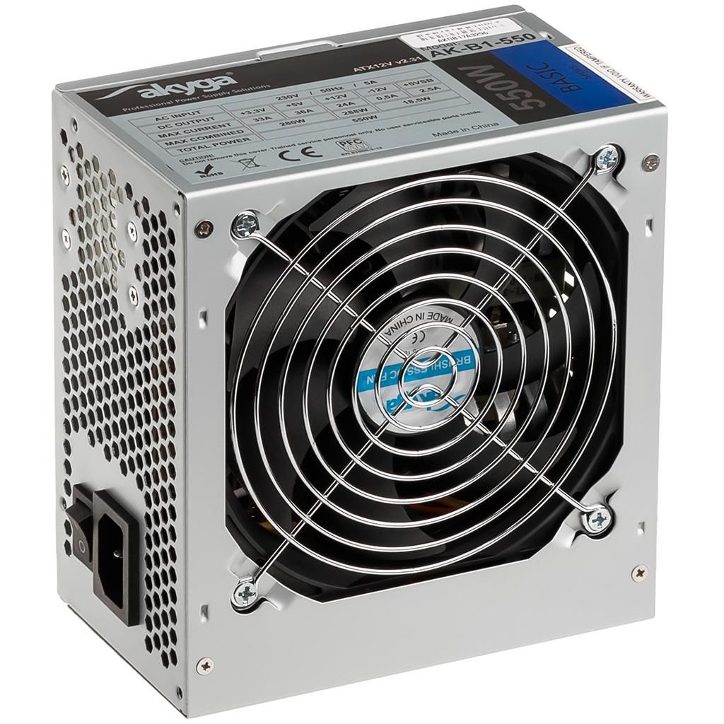 Zasilacz Akyga Basic 550W (AK-B1-550) – Niezawodne źródło zasilania dla Twojego komputera