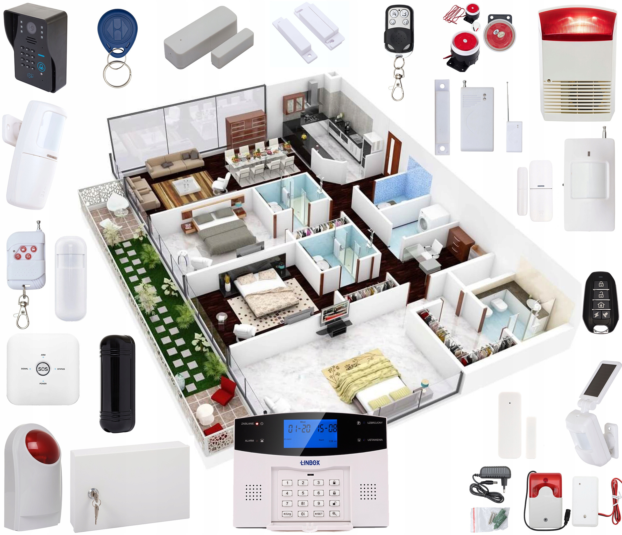 Dwa przewodowe czujniki ruchu PIR