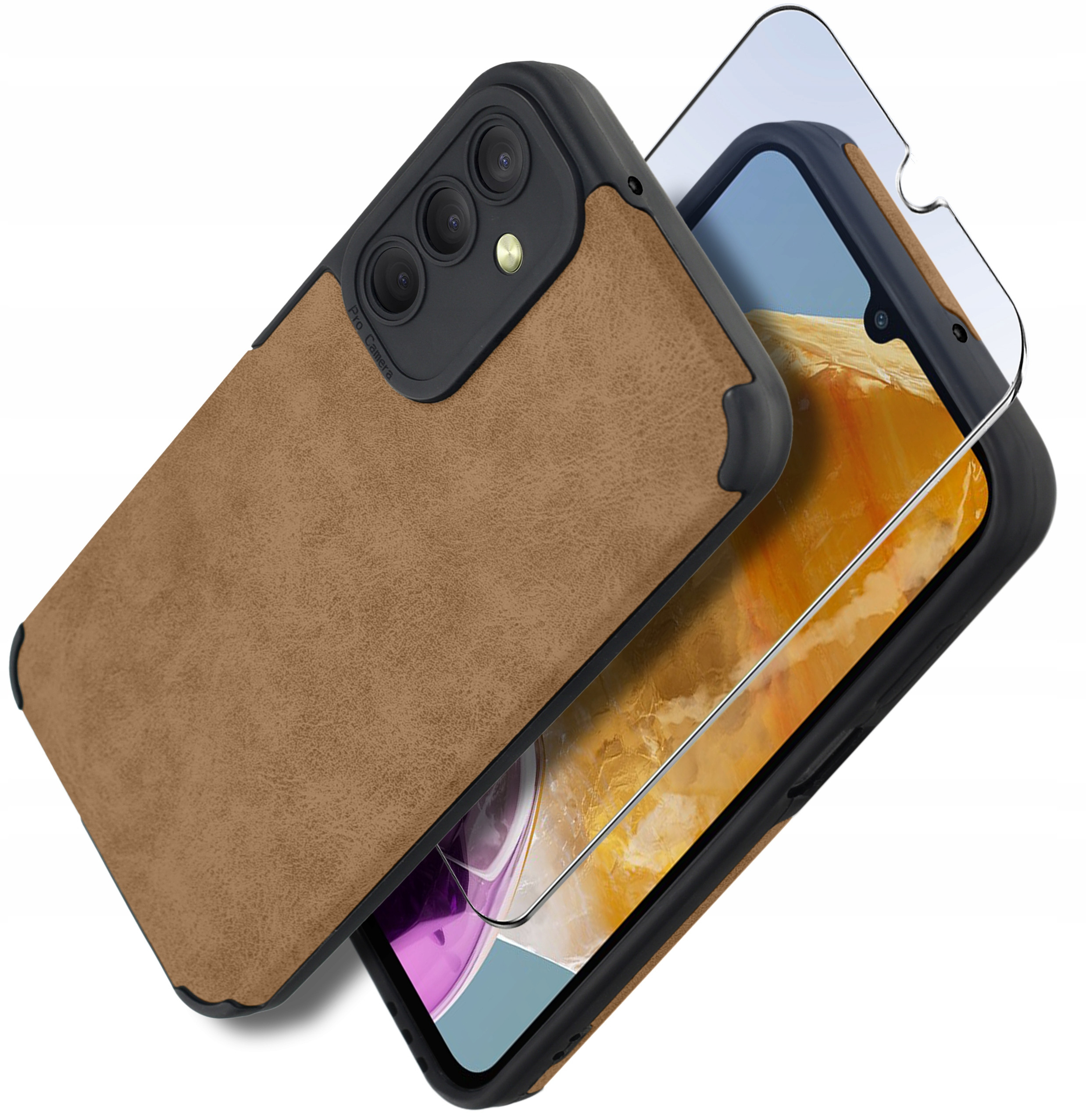 Etui do Samsung M15 5G silikonowe SKÓRZANE VINTAGE CASE + Szkło na ekran 9H – Ochrona i styl w jednym