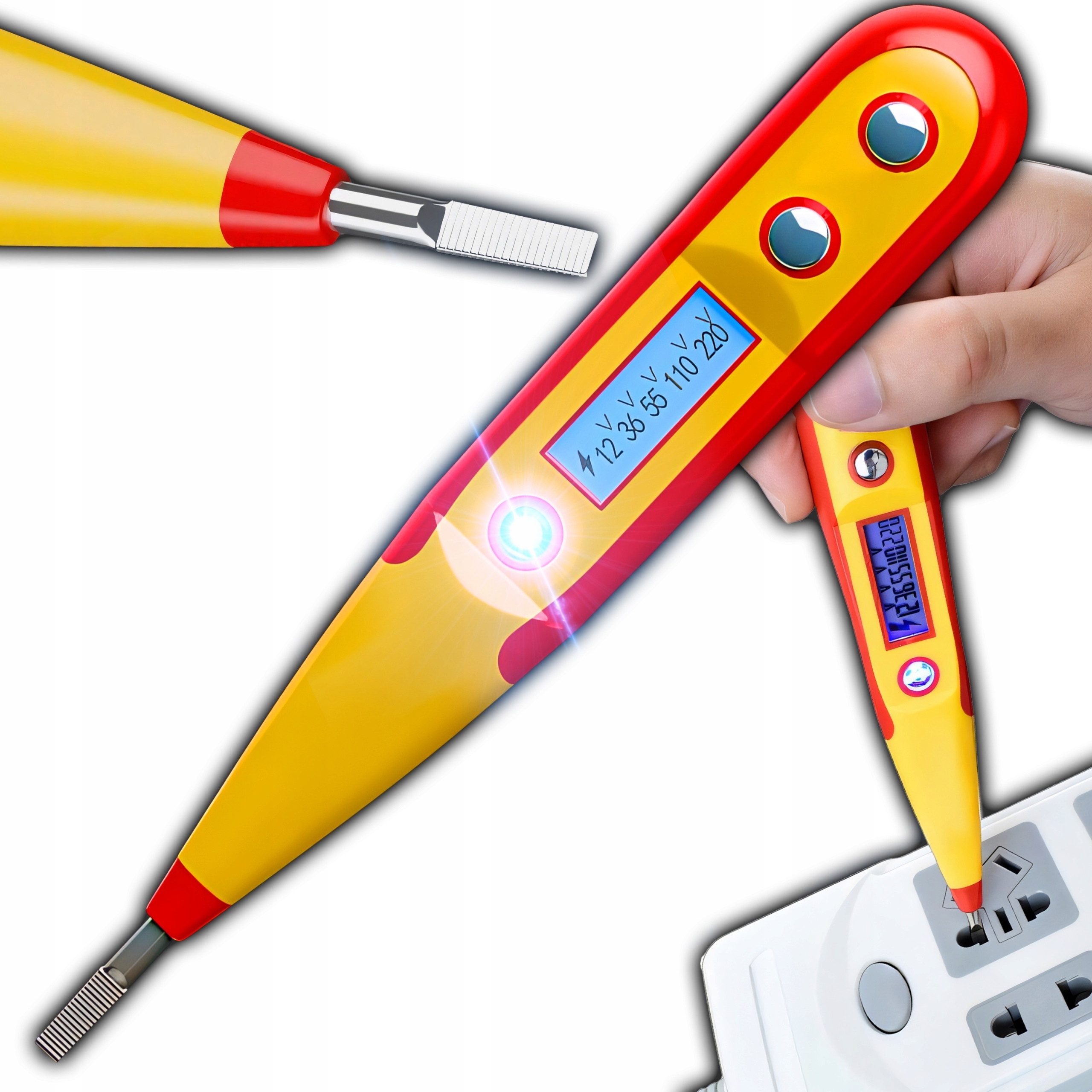 Próbnik miernik napięcia z wyświetlaczem LCD detektor tester prądu z lampką – Niezbędne narzędzie w Twoim domu