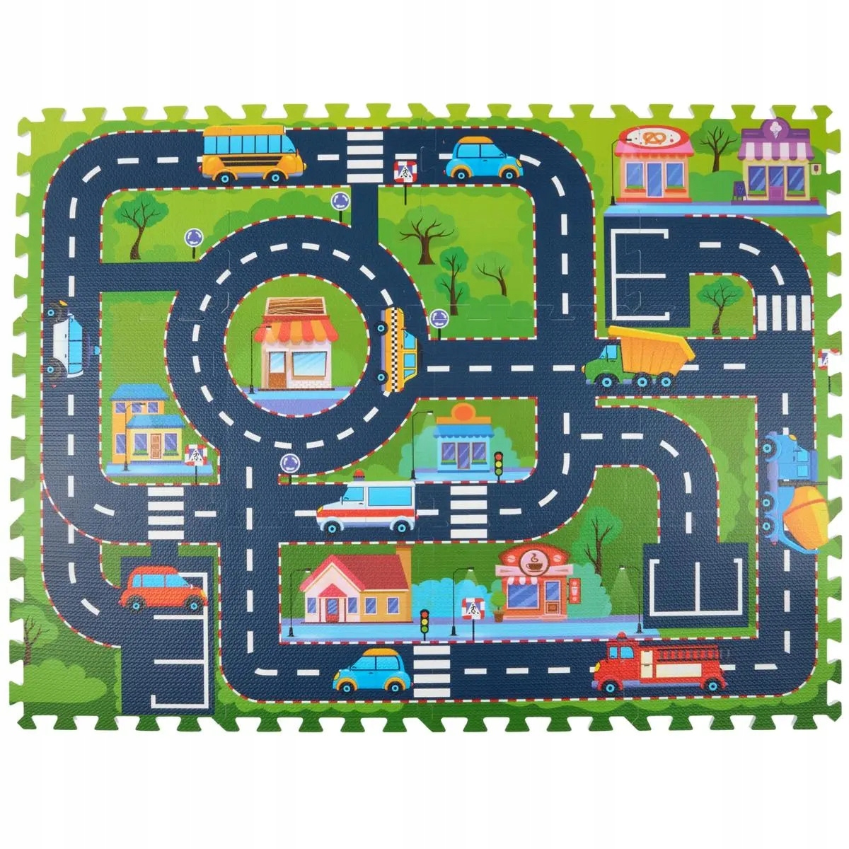 Mata Puzzle Piankowe do zabawy EVA 30x30cm Miasto – Kreatywna zabawa dla dzieci