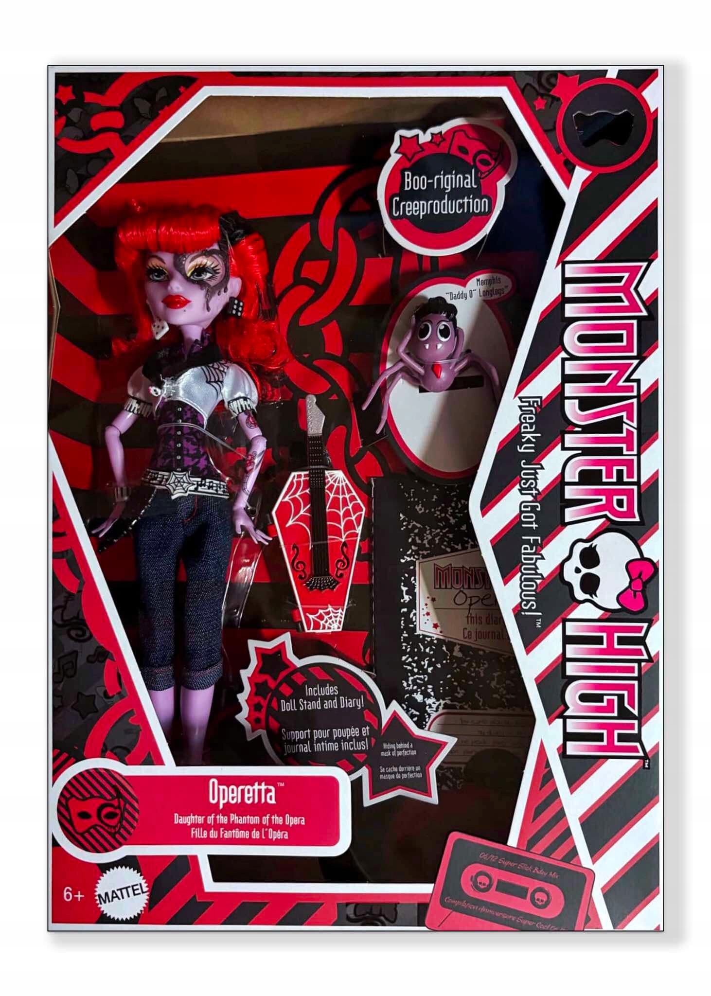 Lėlė kolekcjonerska Monster High Operetta – Unikalna postać z Pająkiem Memphis
