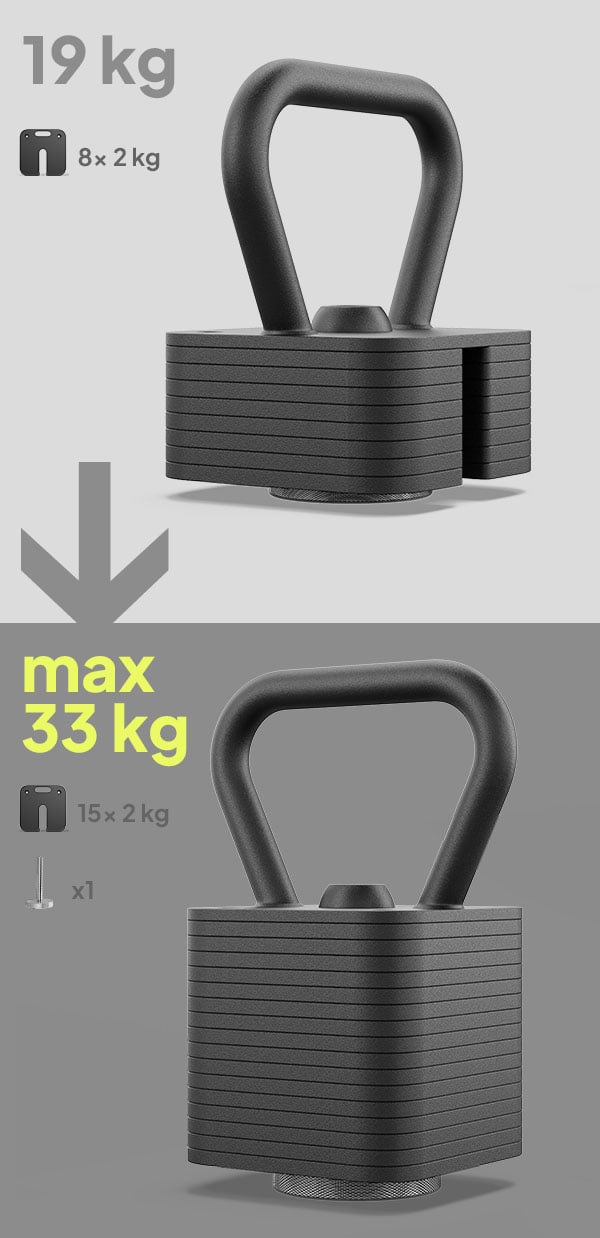 ZIPRO Kettlebell z regulacja obciążenia 19 kg