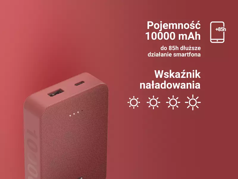 Wyświetlacz LED pokazujący poziom naładowania w czterech poziomach