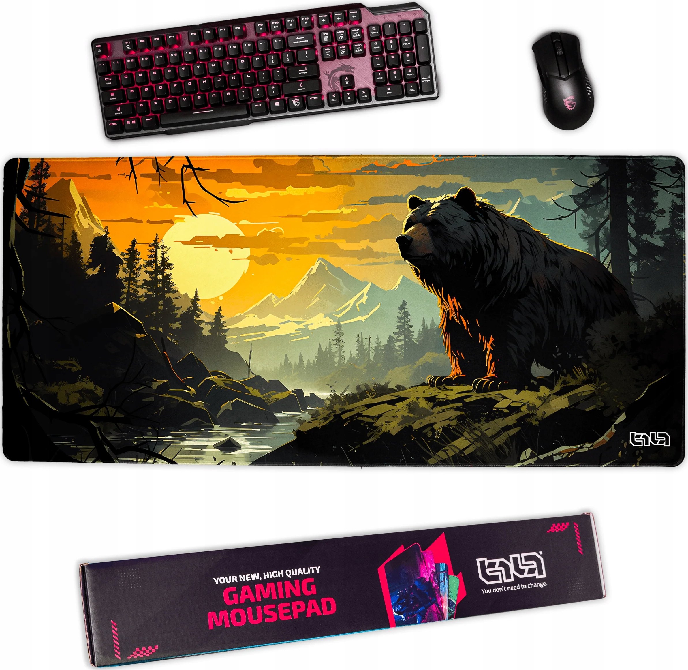 Podkładka Tilt PODKŁADKA POD KLAWIATURĘ Niedźwiedzi Las 90x40 – Komfort i styl w Twoim biurze