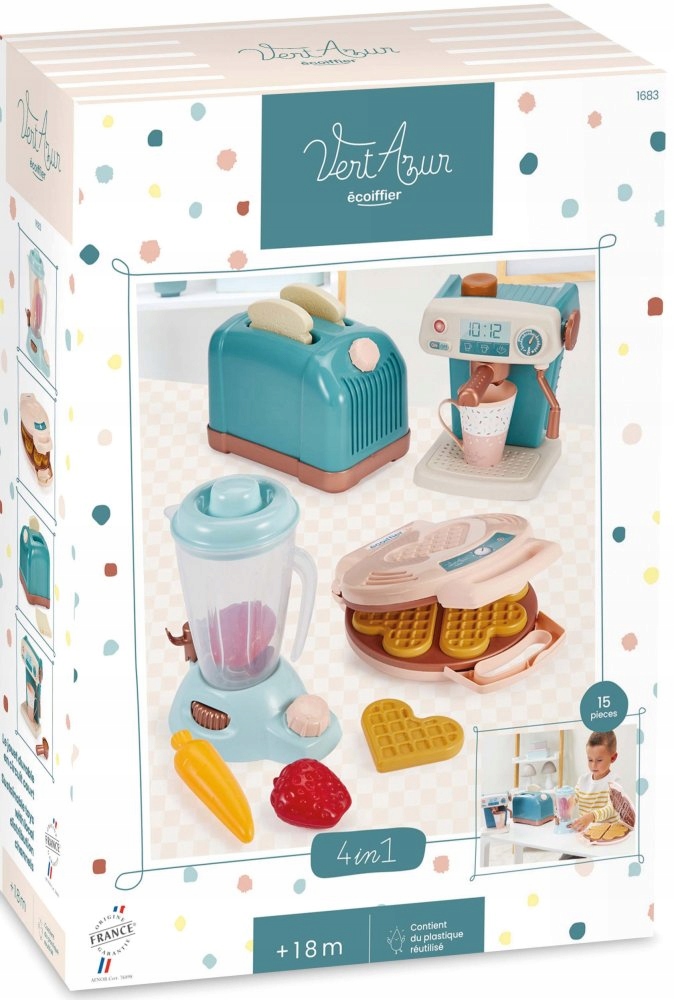 Zestaw do kuchni dla dzieci - Toster, ekspres, gofrownica i blender z akcesoriami
