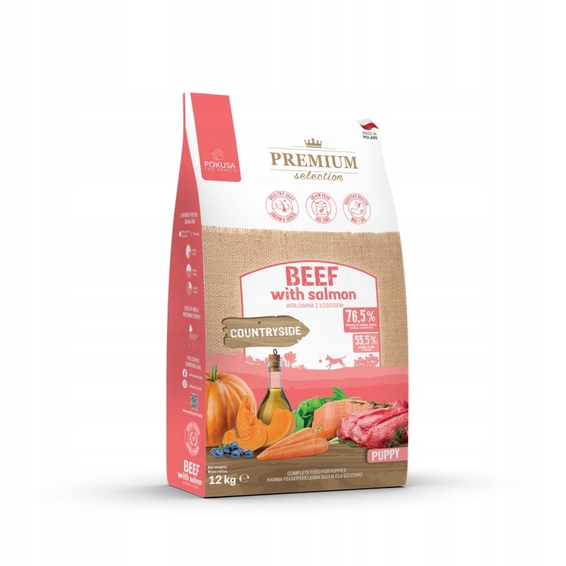 Premium Selection wołowina z łososiem 12kg – Doskonała karma dla szczeniąt