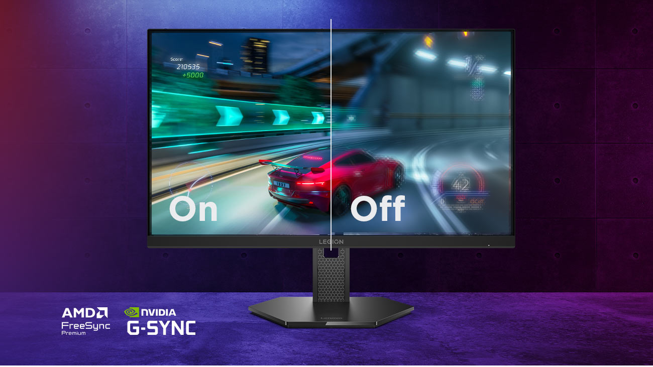 Na ekranie monitora Lenovo Legion 27Q-10 scena z gry komputerowej