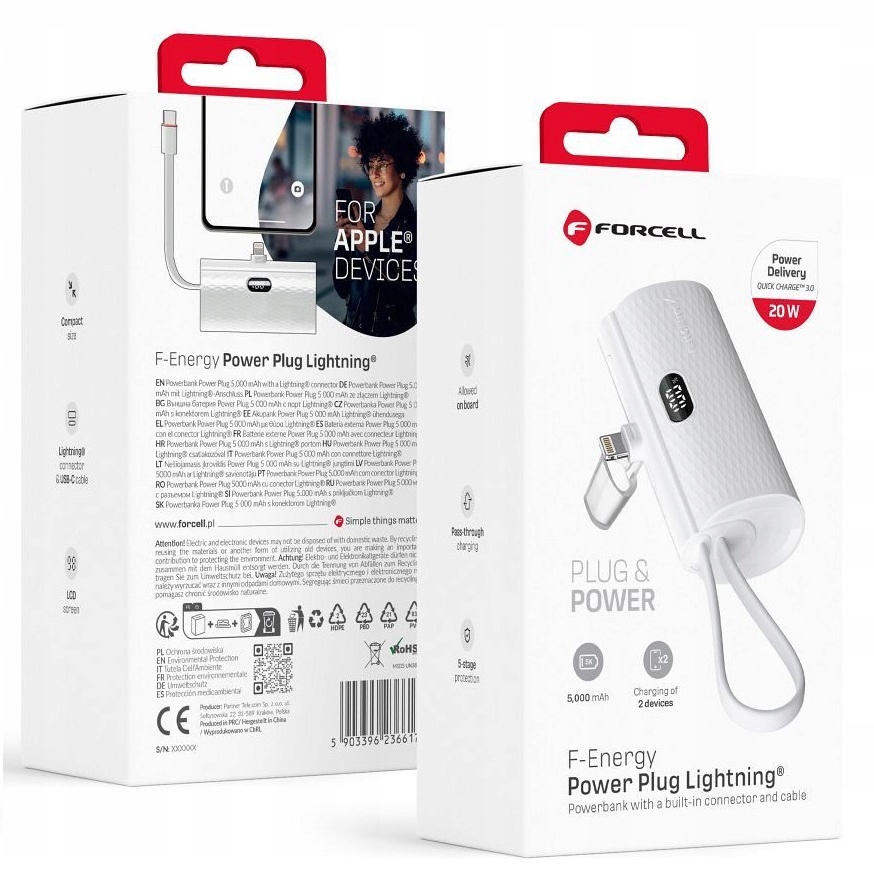 Powerbank ForCell FORCELL F-ENERGY Power Plug F5K3 – Niezawodne ładowanie dla Twojego iPhone'a