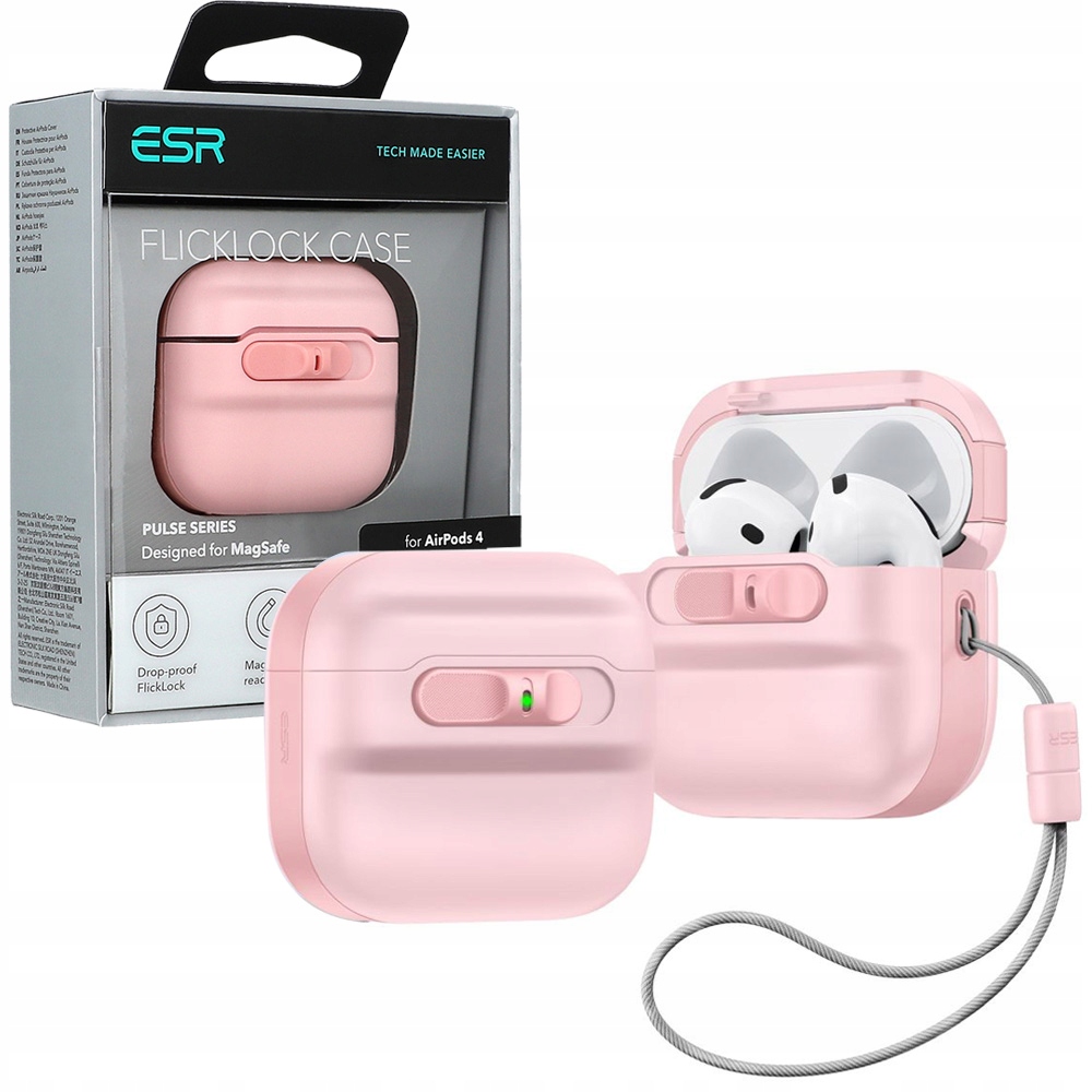 ESR Pulse HaloLock MagSafe do Apple AirPods 4 – Różowy pokrowiec ochronny