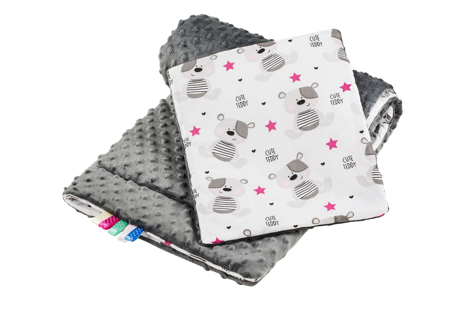 BOCIOLAND ZESTAW MINKY 75x100 TEDDY SZARY – Komfort i ciepło dla Twojego maluszka