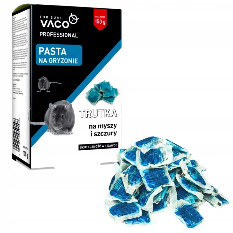 Trutka na szczury i myszy Pasta 150g Saszetki Brodifakum Bitrex VACO PRO – Skuteczna ochrona przed gryzoniami