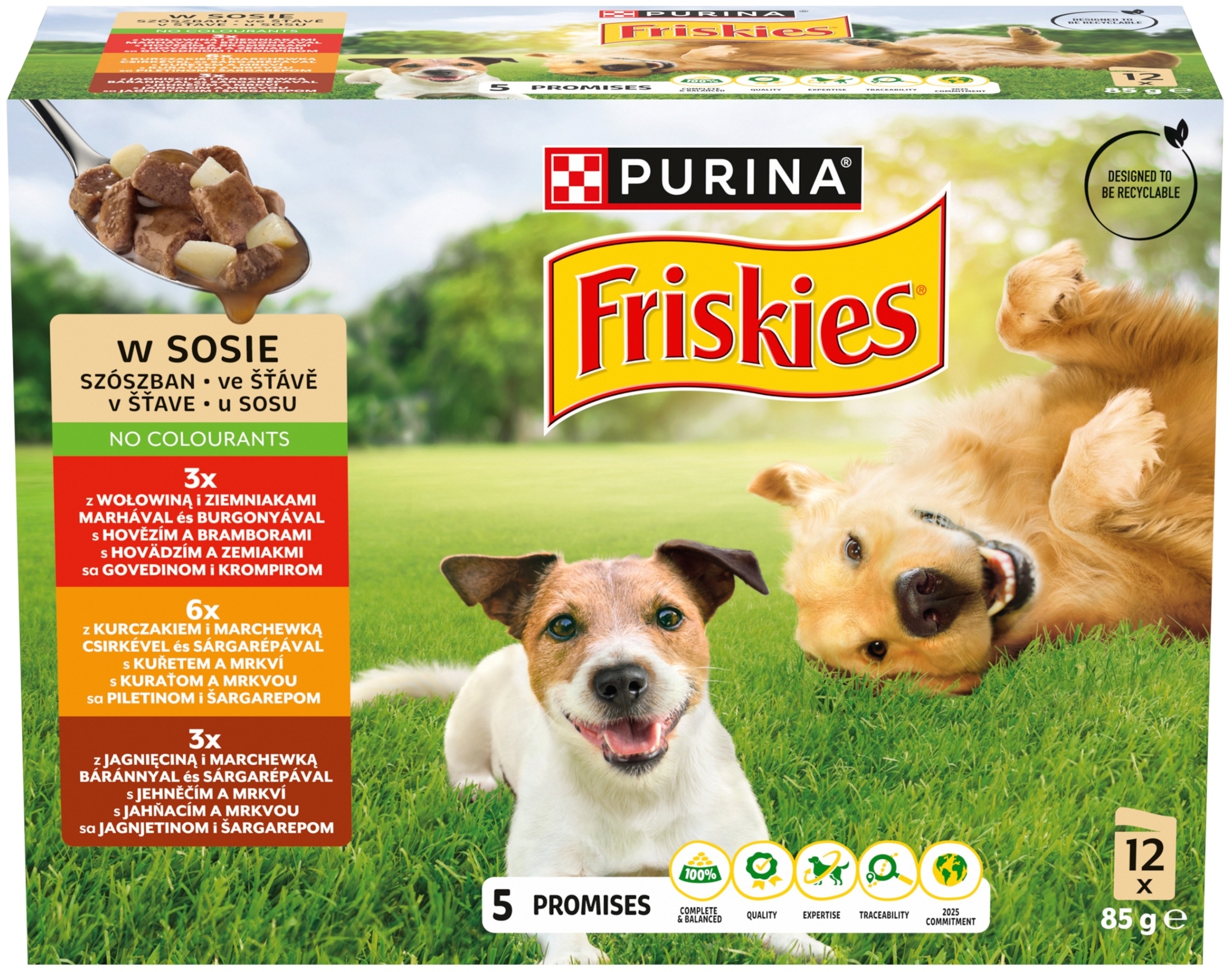 PURINA Friskies Karma dla psów w sosie 12x85g – Pełnoporcjowe odżywianie dla Twojego pupila