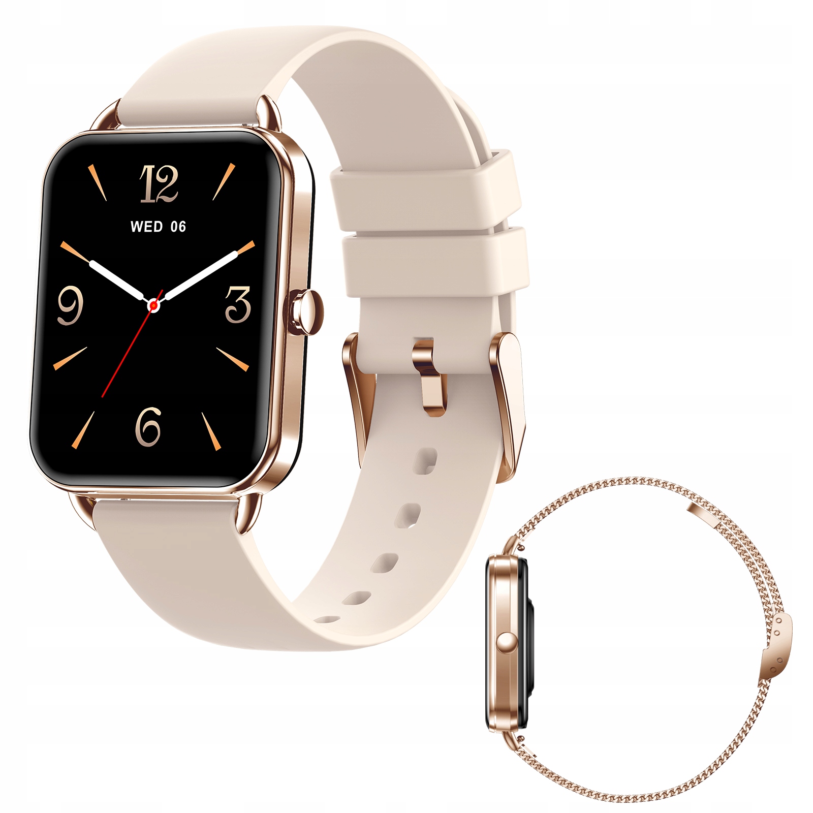 Smartwatch zegarek damski DA02 złoty AMOLED – Elegancja i nowoczesność na nadgarstku